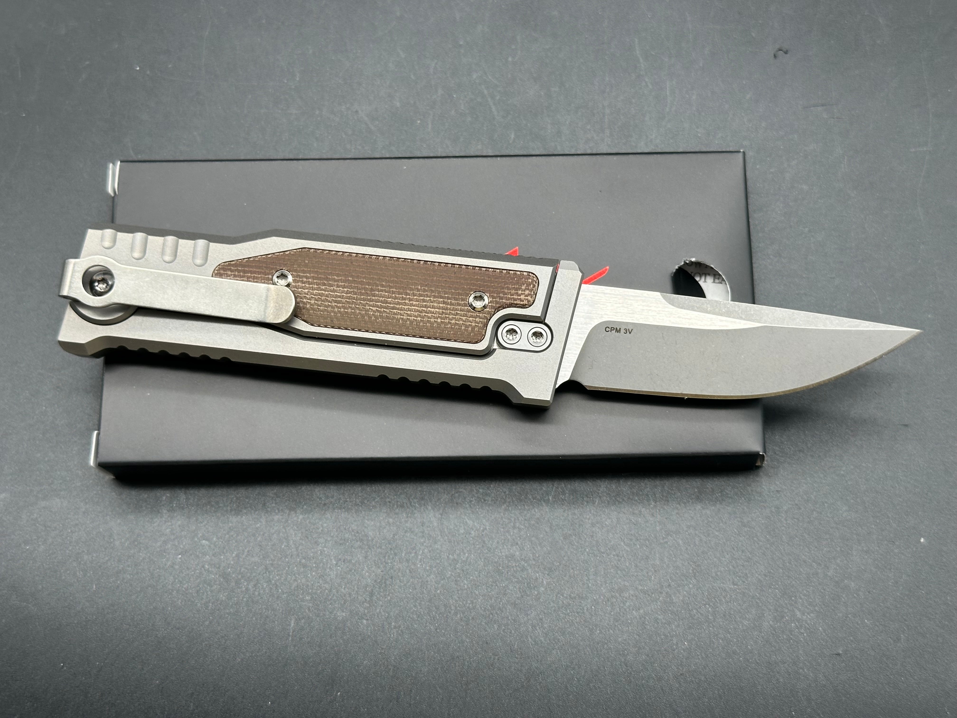 Reate Mini EXO (NEW), 2.625" CPM 3V Stonewash Blade with Titanium and Micarta Handle