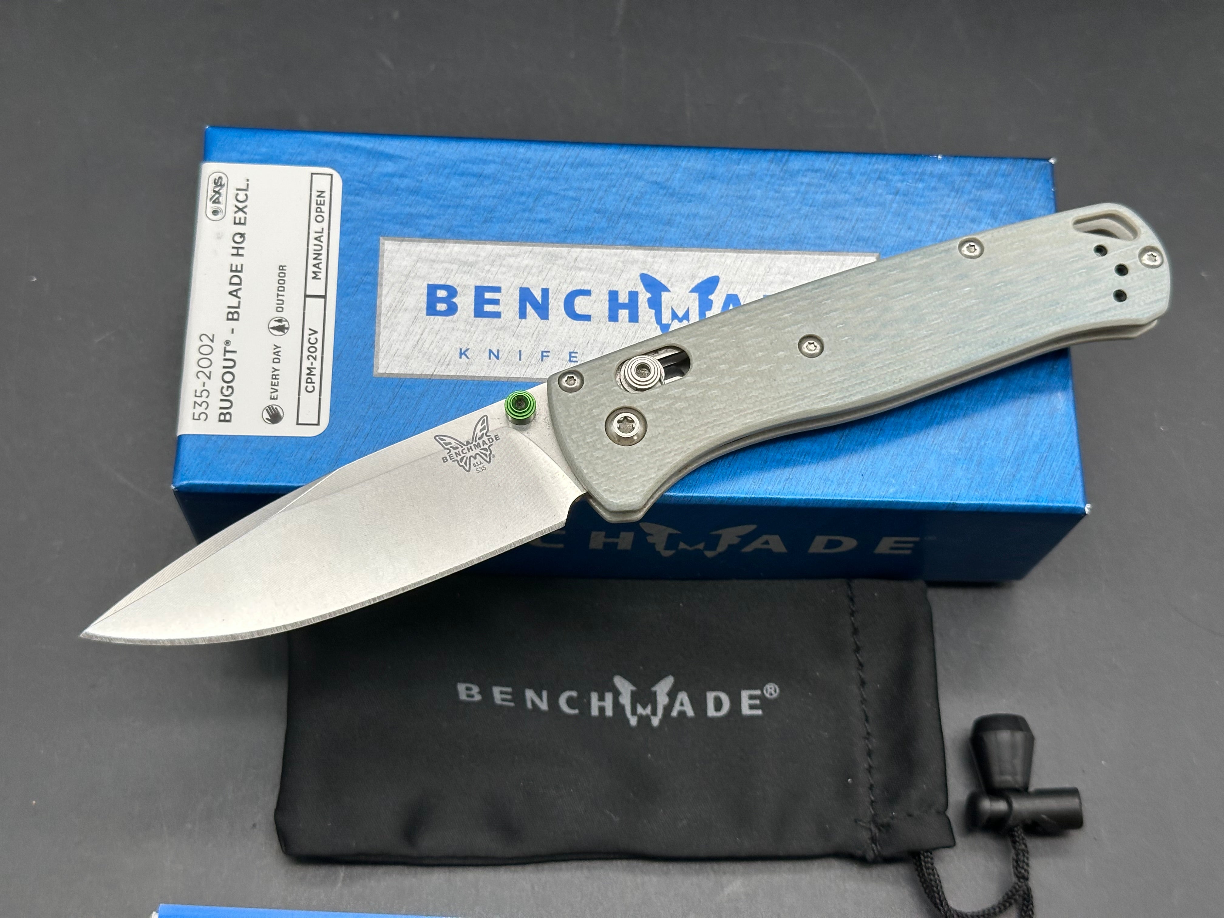 Benchmade Bugout Gray G-10 AXIS Lock Knife (3.2" Satin 20CV)
