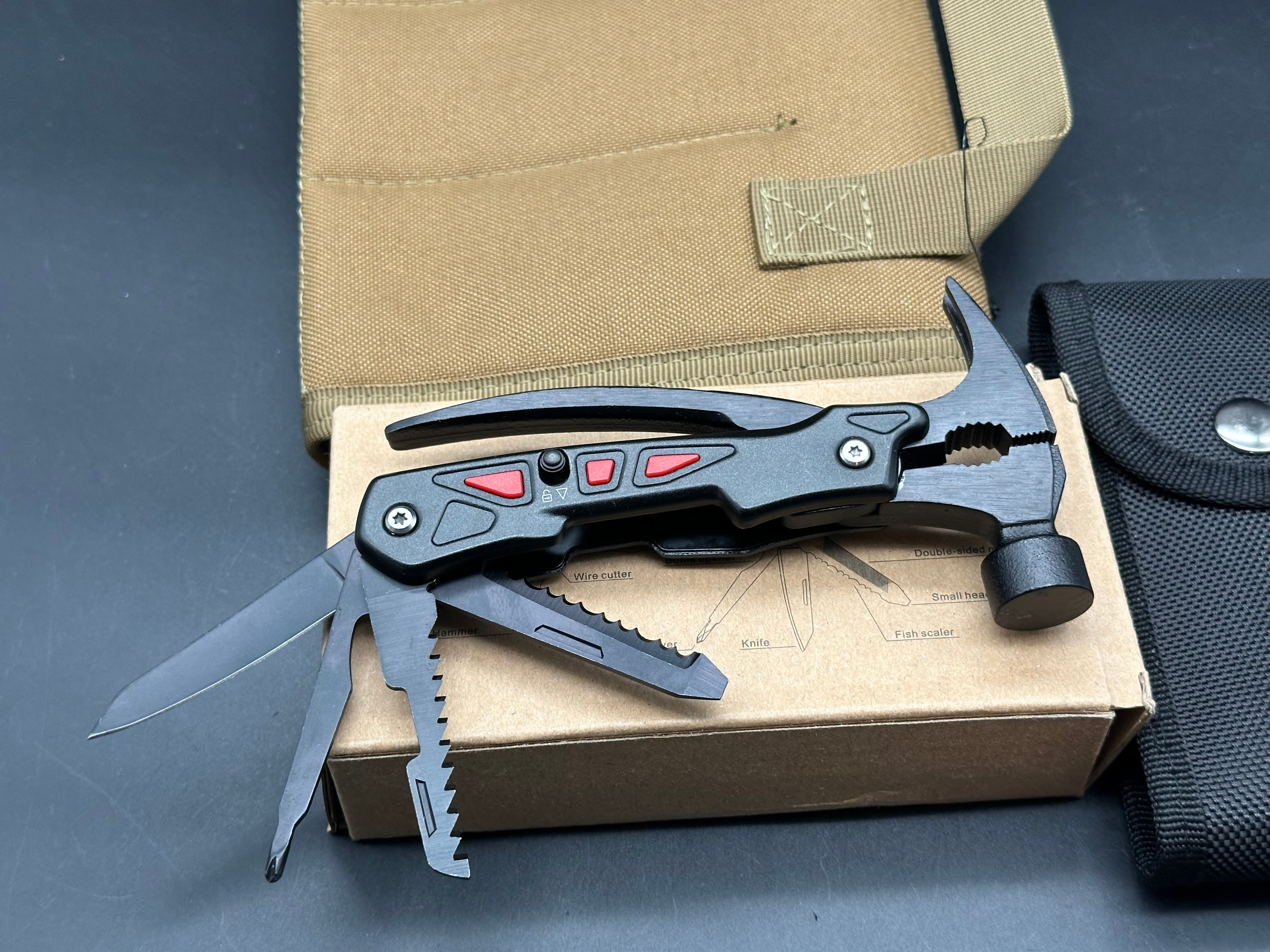2 for 1 price deal Hanboost Hammer Multitool Claw Hammer 12 in1 Tool & Condor Knife Case