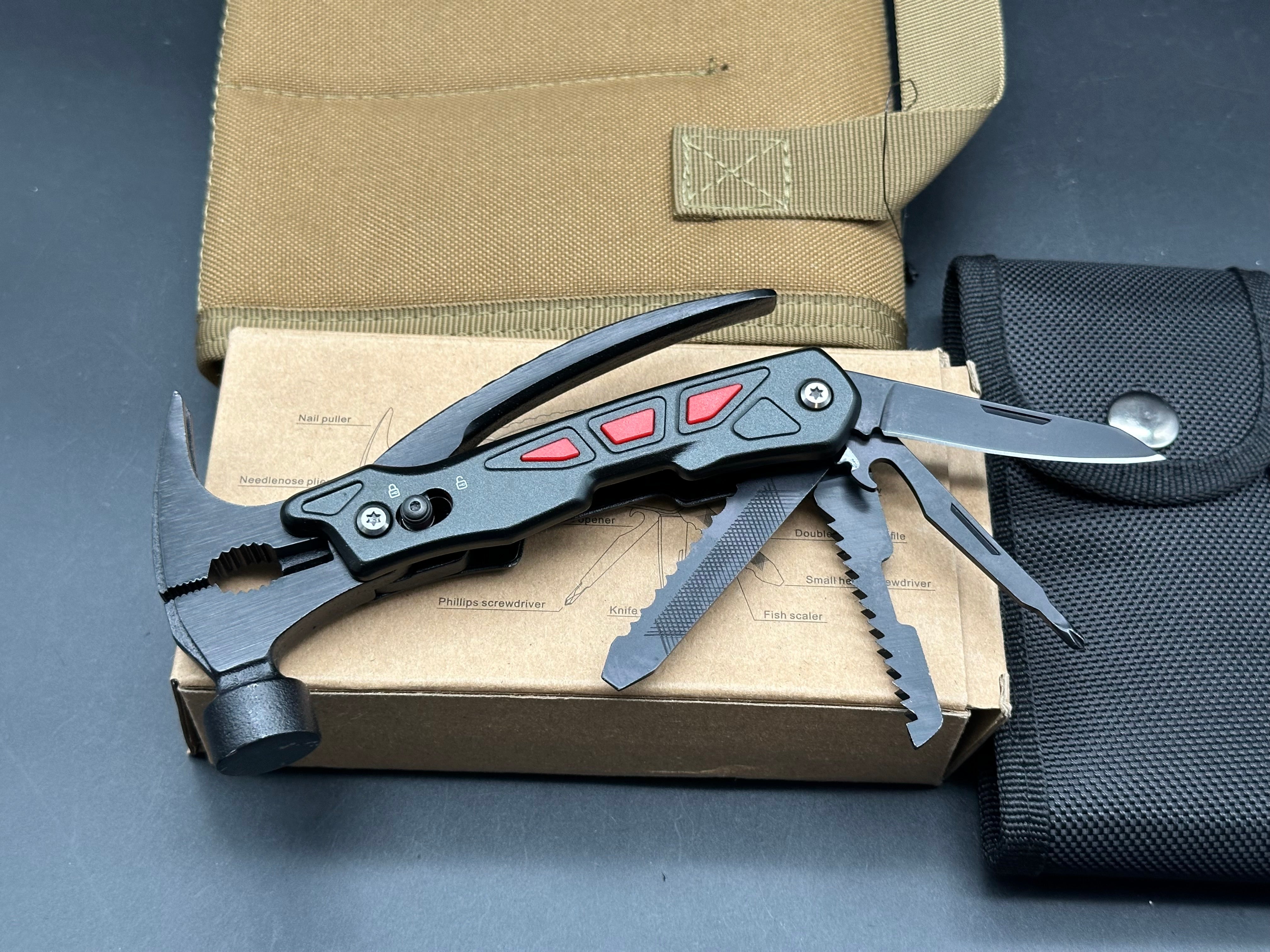 2 for 1 price deal Hanboost Hammer Multitool Claw Hammer 12 in1 Tool & Condor Knife Case