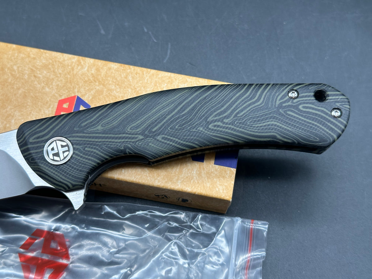 Petrified Fish Warrior Liner Lock Knife Green/Black G-Mascus (3.5" SW) PF949