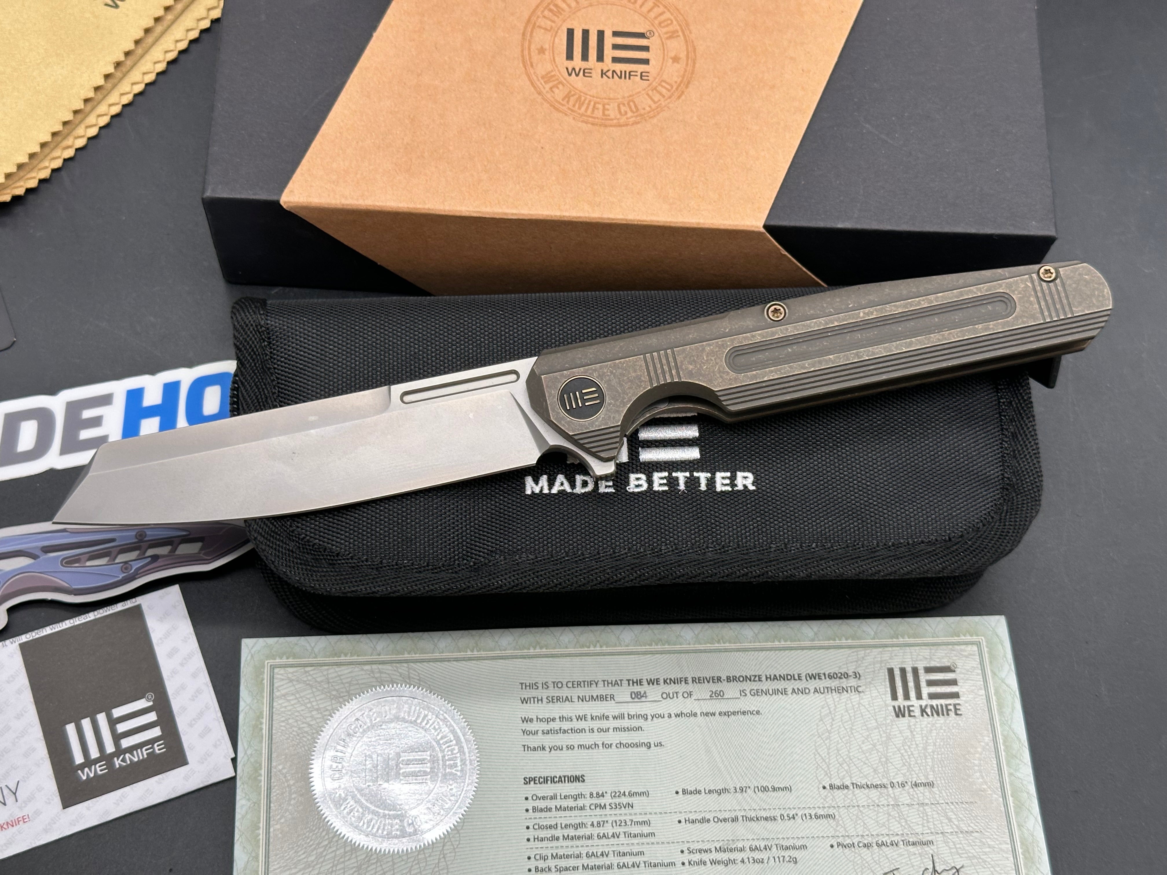 WE KNIFE Reiver Flipper Knife Titanium Handle (3.97" CPM S35VN Blade)