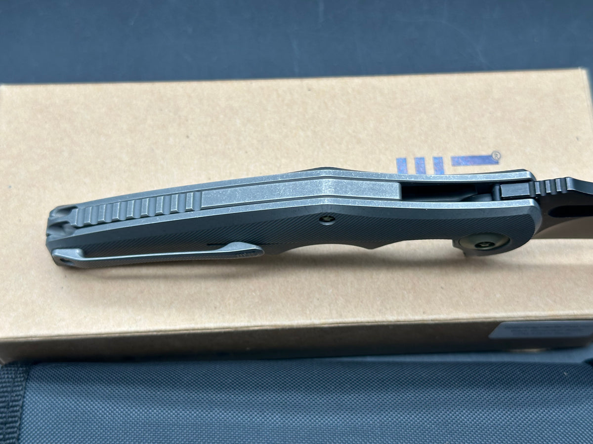 WE Knife Co. 608E Frame Lock Knife Gray Titanium (4" Black SW)