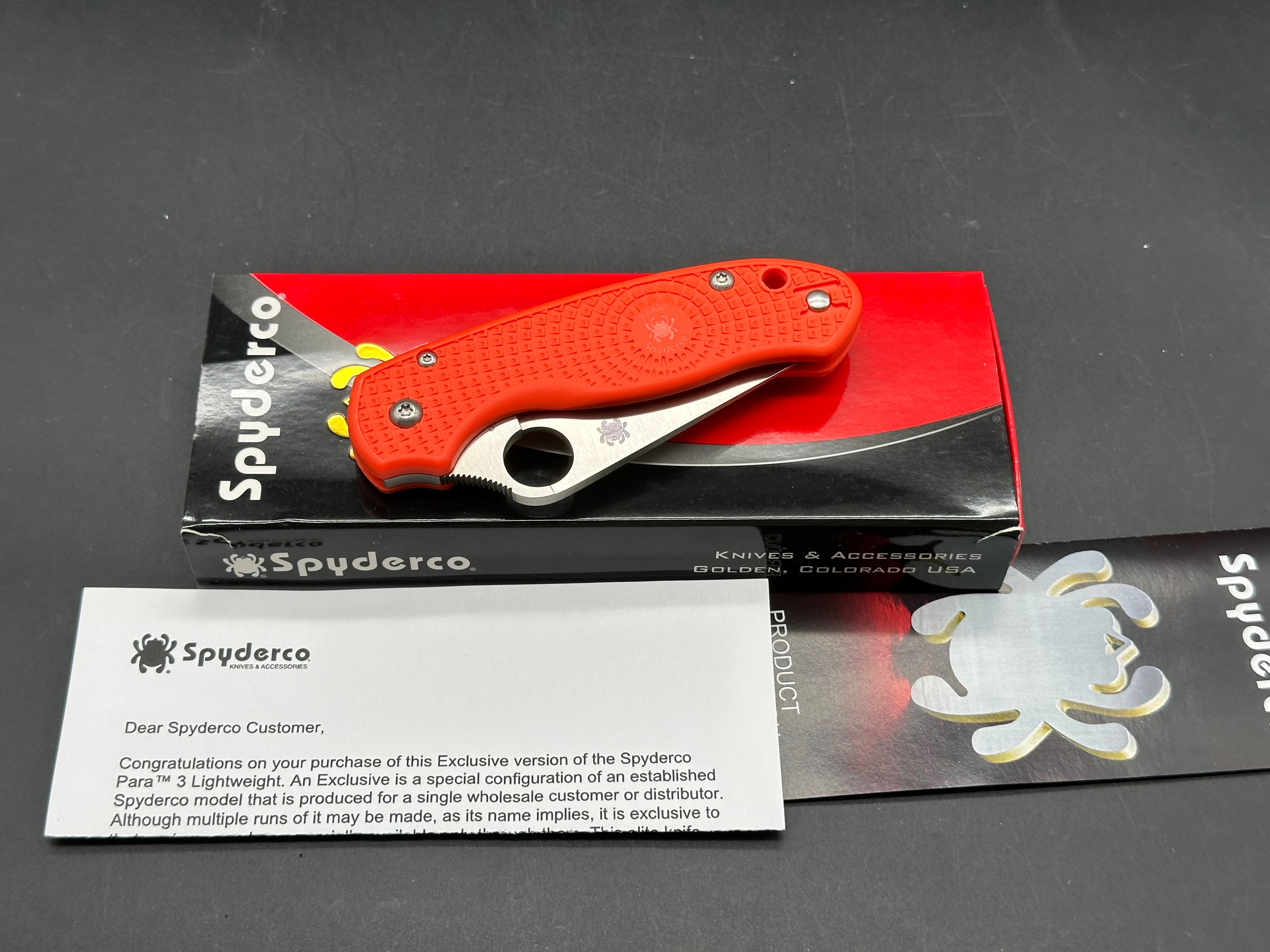 Spyderco Para 3 Lightweight (Cutlery Shoppe Exclusive), 2.93" CTS XHP Satin Blade with Orange FRN Handle