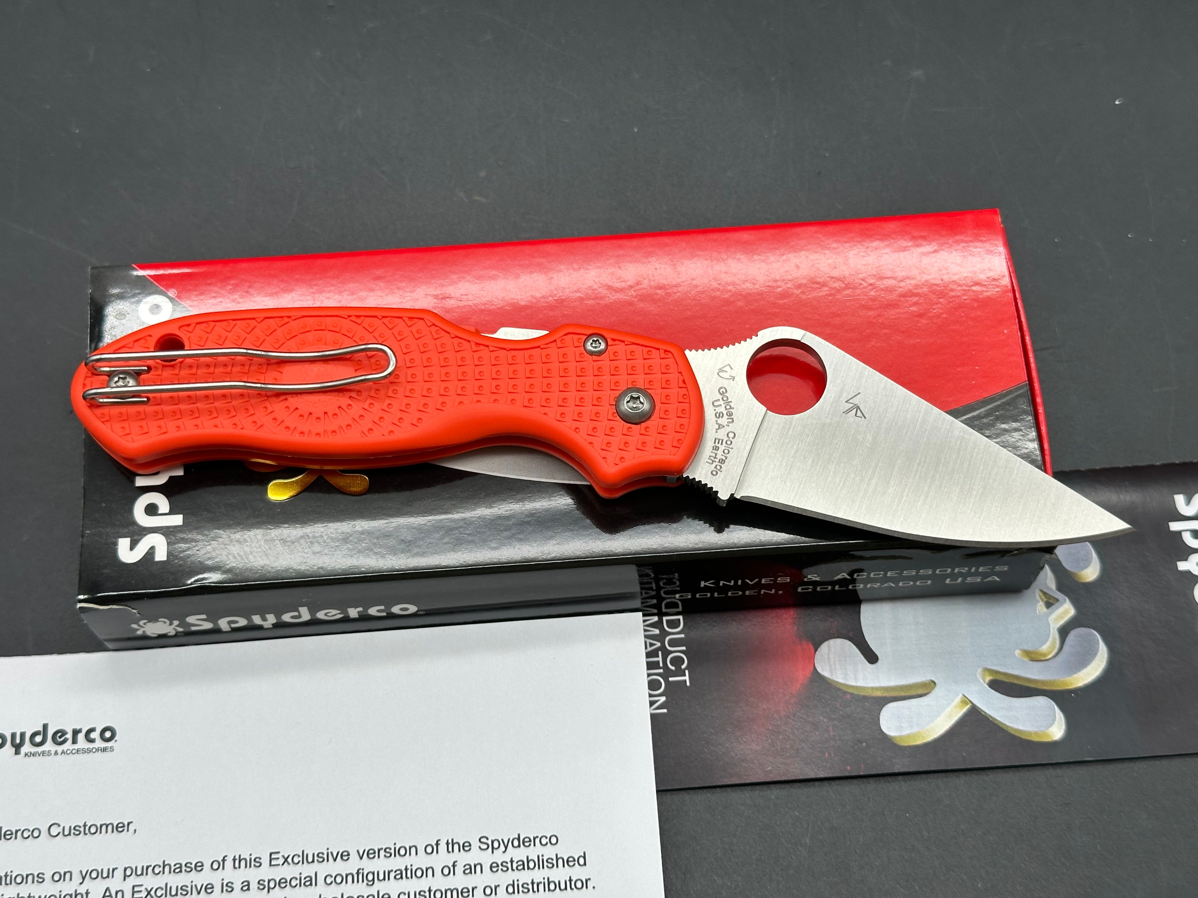 Spyderco Para 3 Lightweight (Cutlery Shoppe Exclusive), 2.93" CTS XHP Satin Blade with Orange FRN Handle