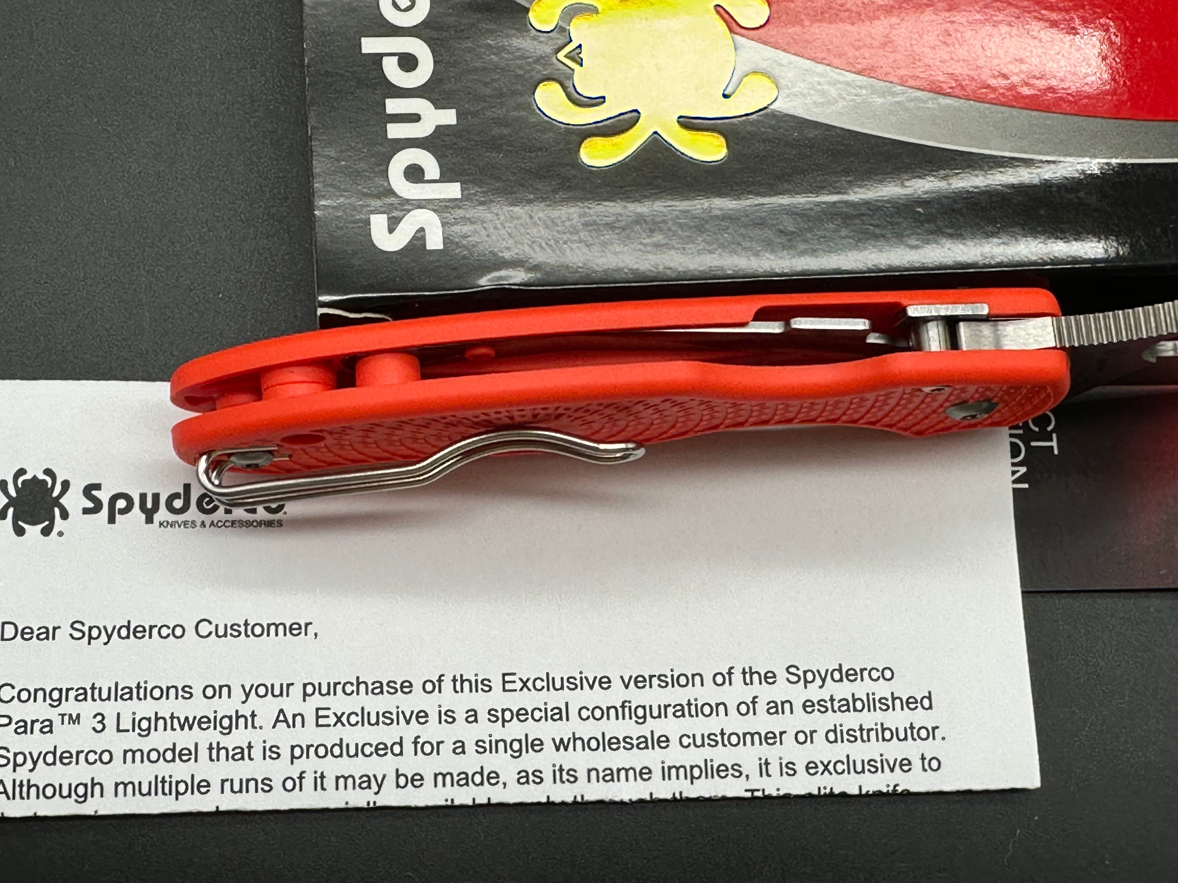 Spyderco Para 3 Lightweight (Cutlery Shoppe Exclusive), 2.93" CTS XHP Satin Blade with Orange FRN Handle