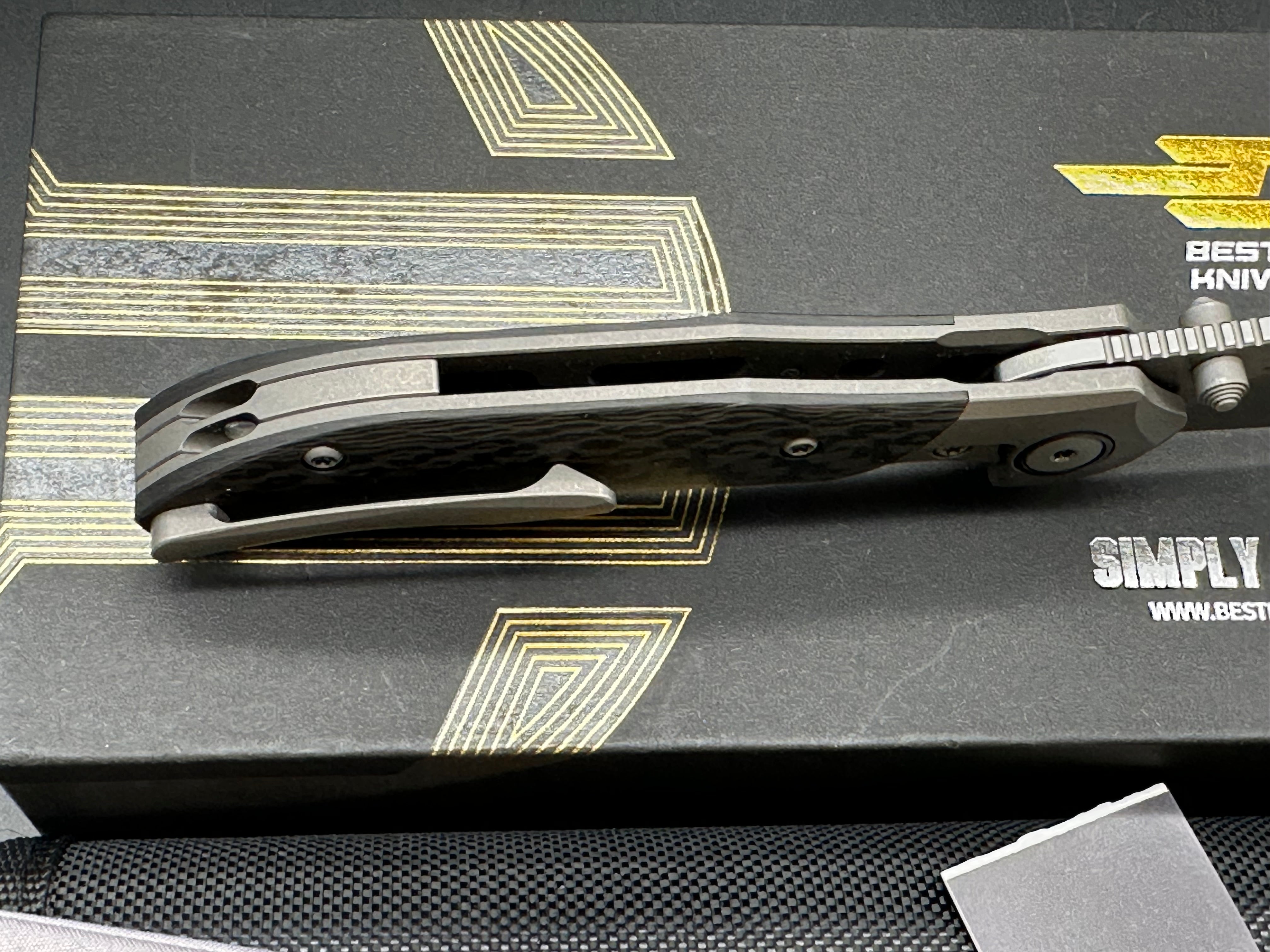 Bestech Constellation (NEW), 3.055" MagnaCut Stonewash Blade with Titanium/Carbon Fiber Handle