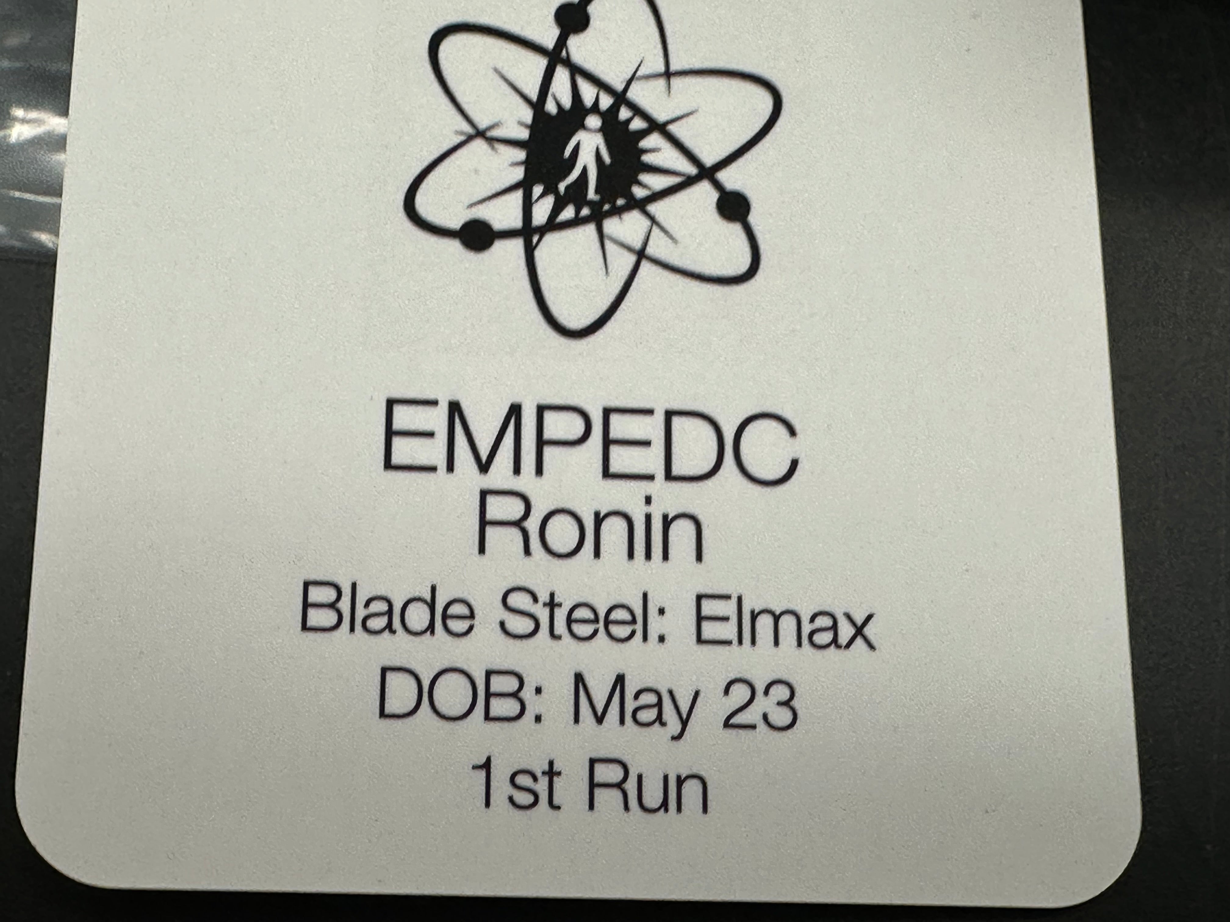 EMP EDC Ronin #079 First Run, Belt Satin Elmax Blade, Blasted Ti Handles