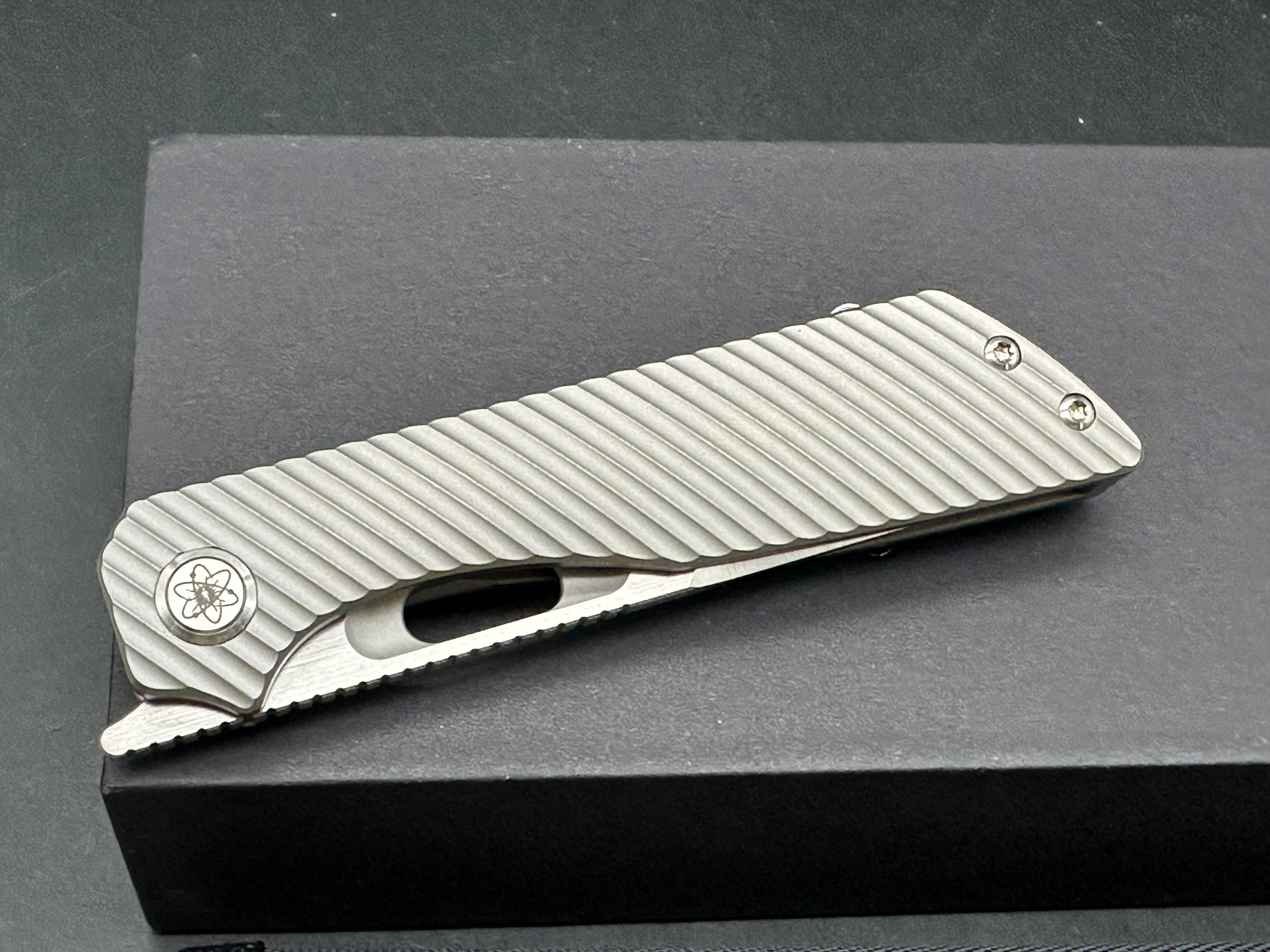 EMP EDC Ronin #079 First Run, Belt Satin Elmax Blade, Blasted Ti Handles