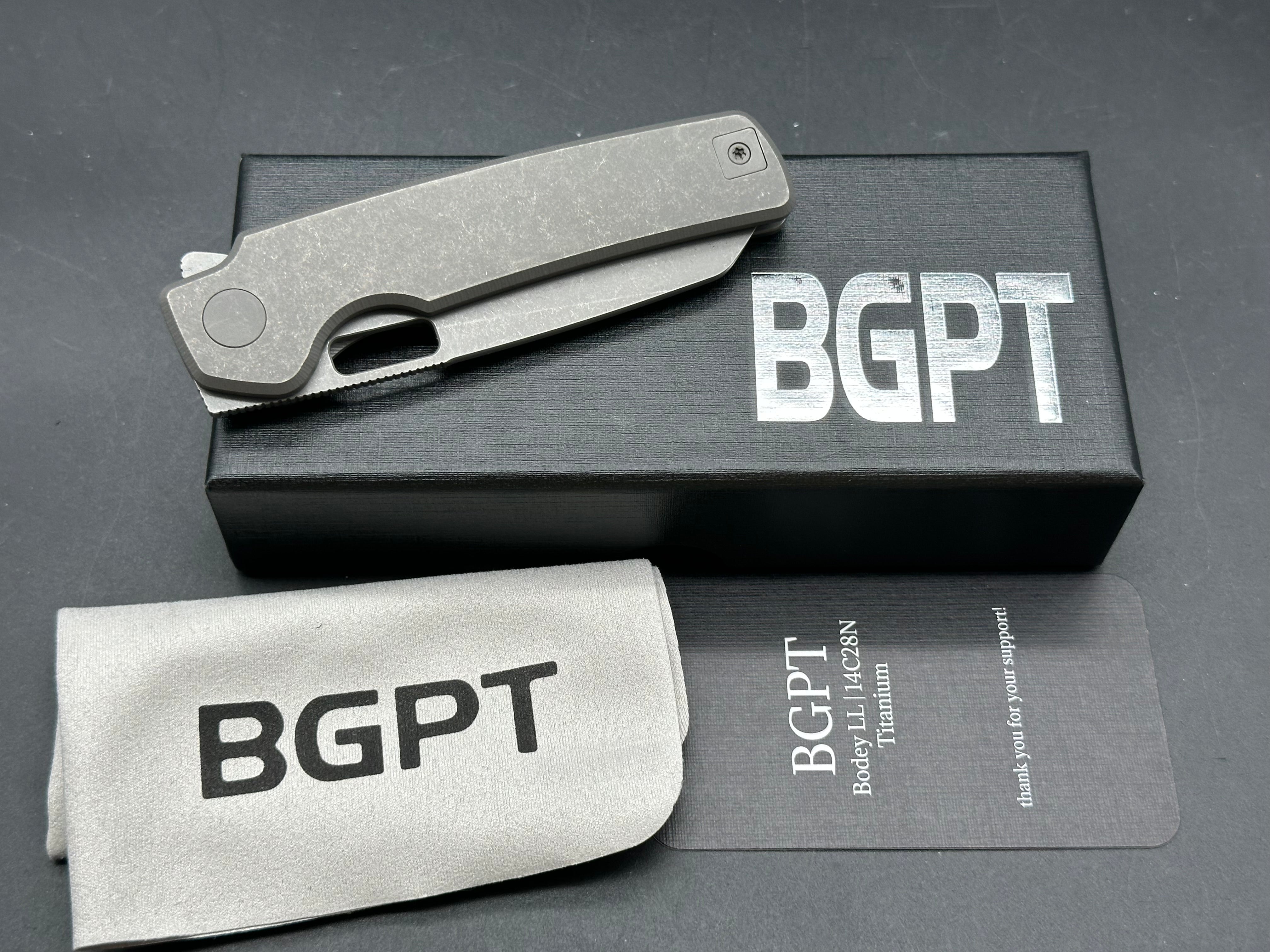 Bridgeport Bodey LL (NEW), 3.3" 14C28N Stonewash Blade with Stonewash Titanium Handle