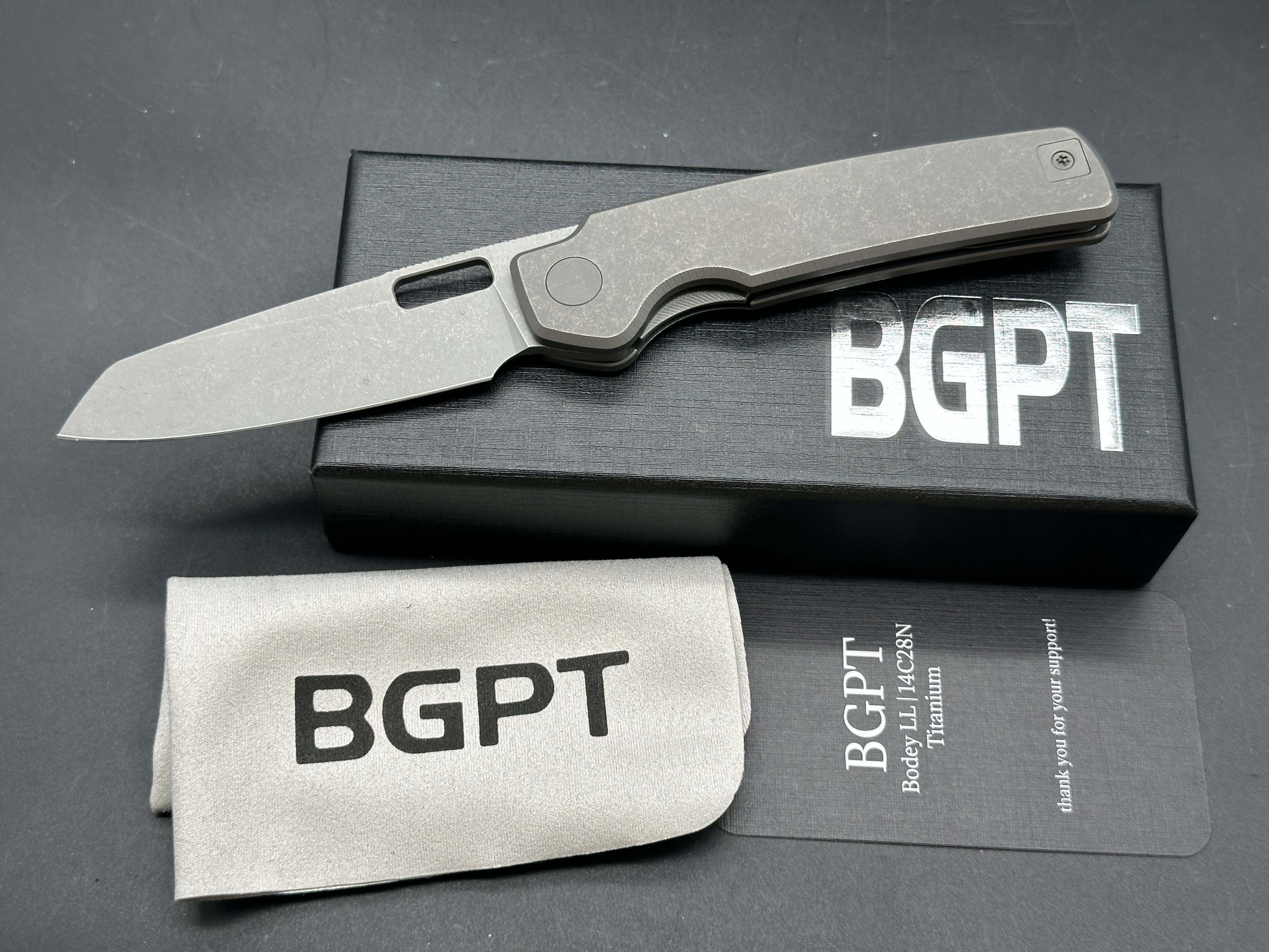 Bridgeport Bodey LL (NEW), 3.3" 14C28N Stonewash Blade with Stonewash Titanium Handle