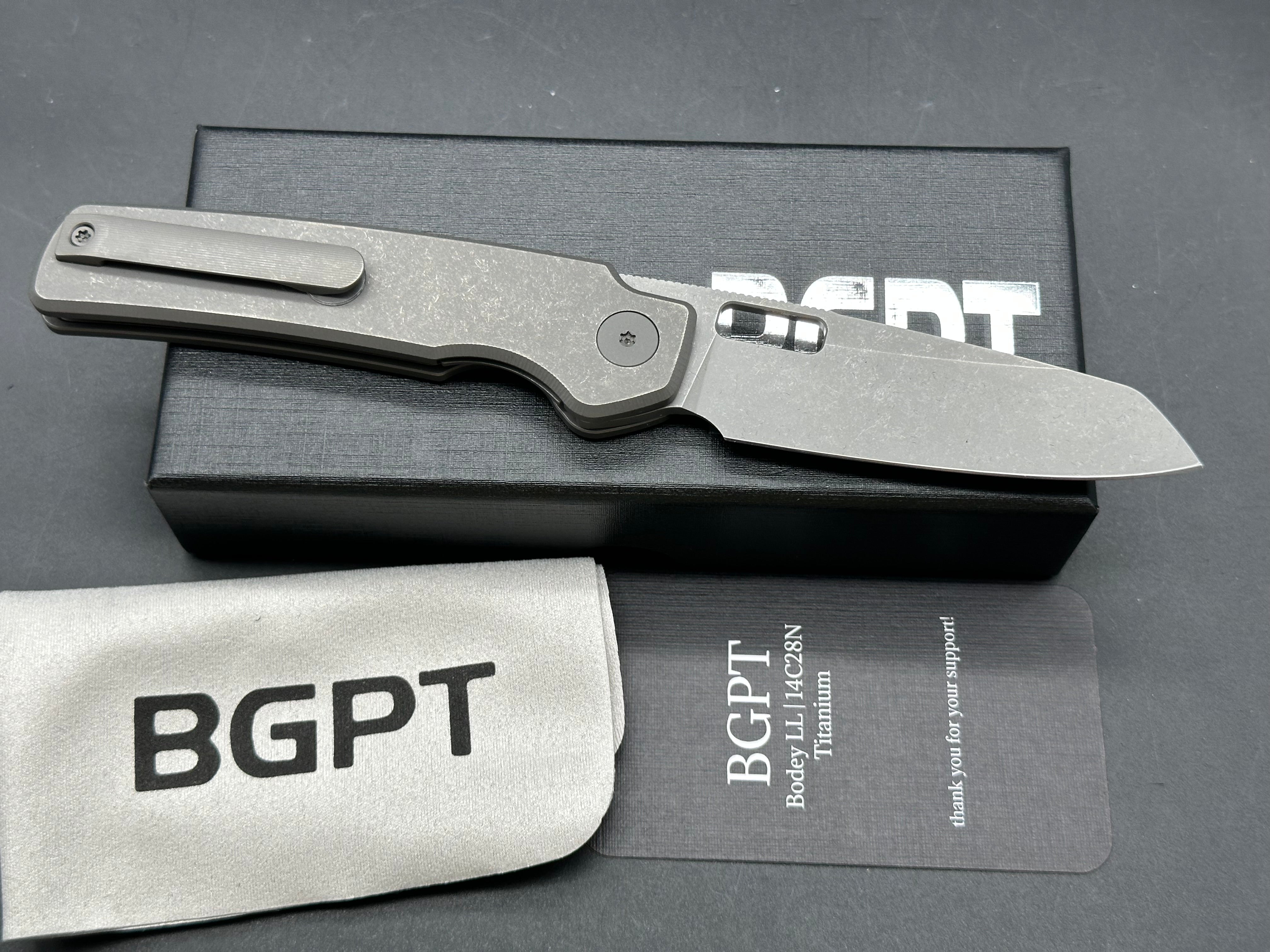 Bridgeport Bodey LL (NEW), 3.3" 14C28N Stonewash Blade with Stonewash Titanium Handle