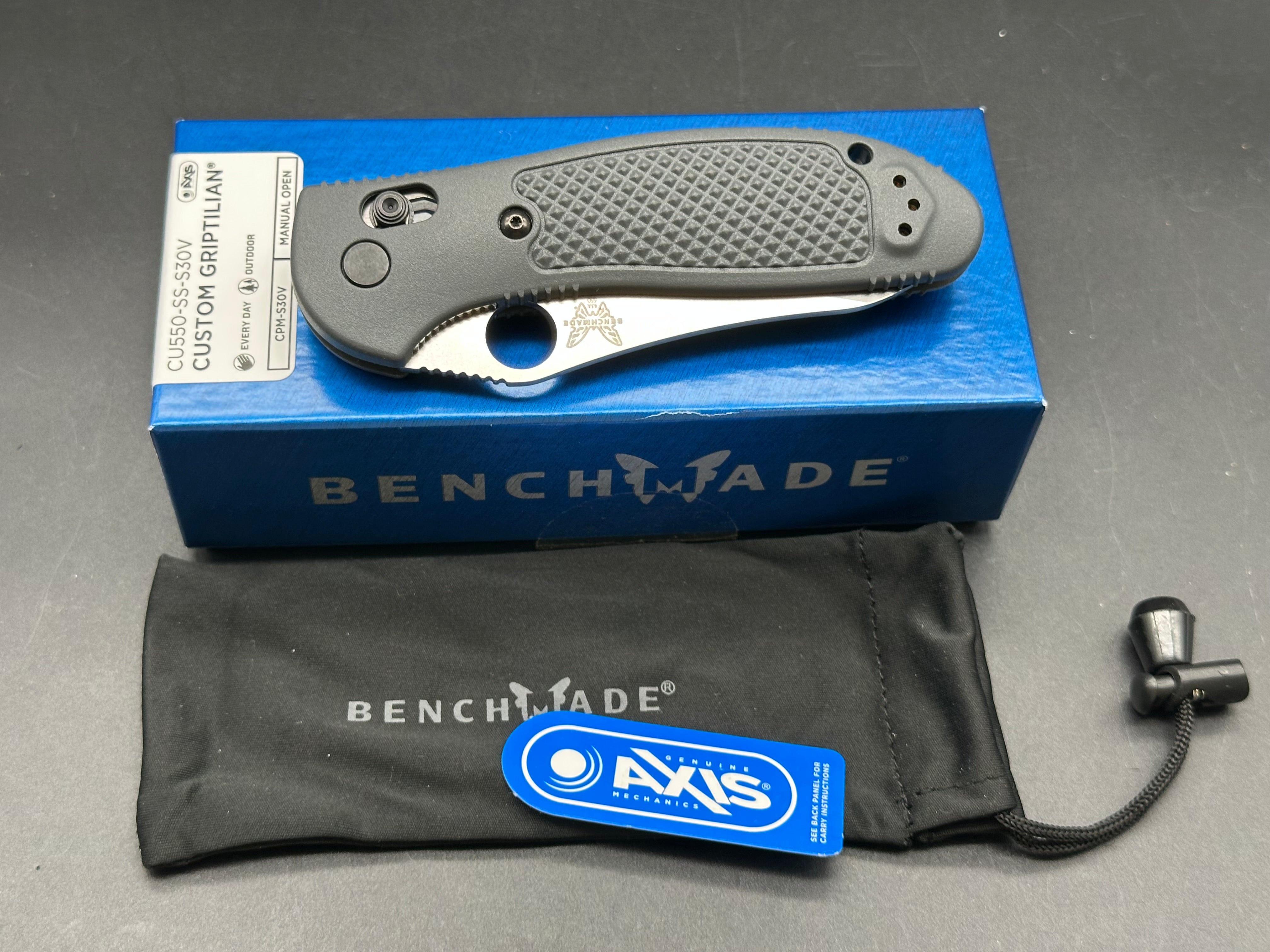 Benchmade Griptilian-Custom (NEW), 3.45" S30V Sheepsfoot Blade with Custom Dark Gray Handle