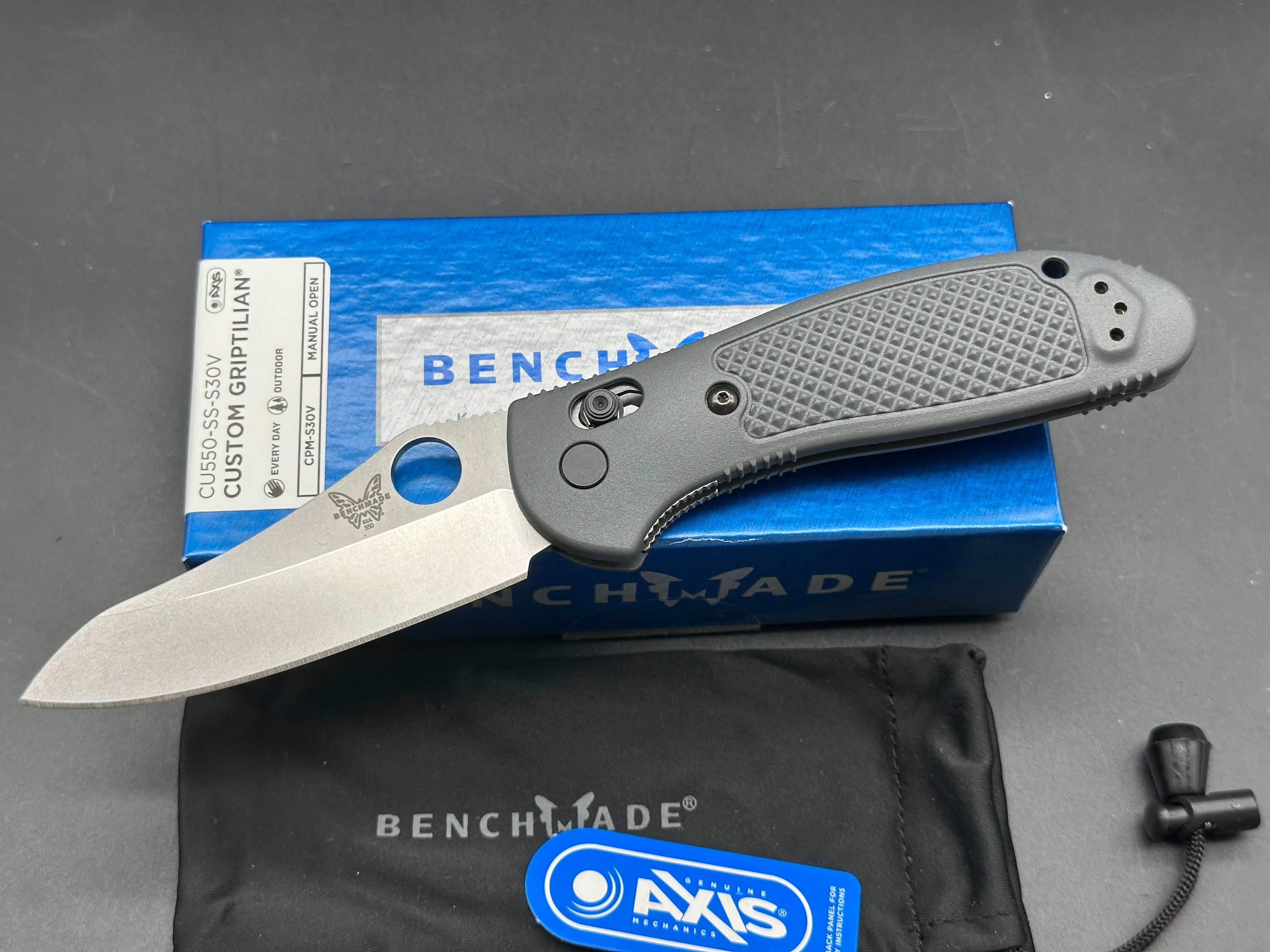 Benchmade Griptilian-Custom (NEW), 3.45" S30V Sheepsfoot Blade with Custom Dark Gray Handle