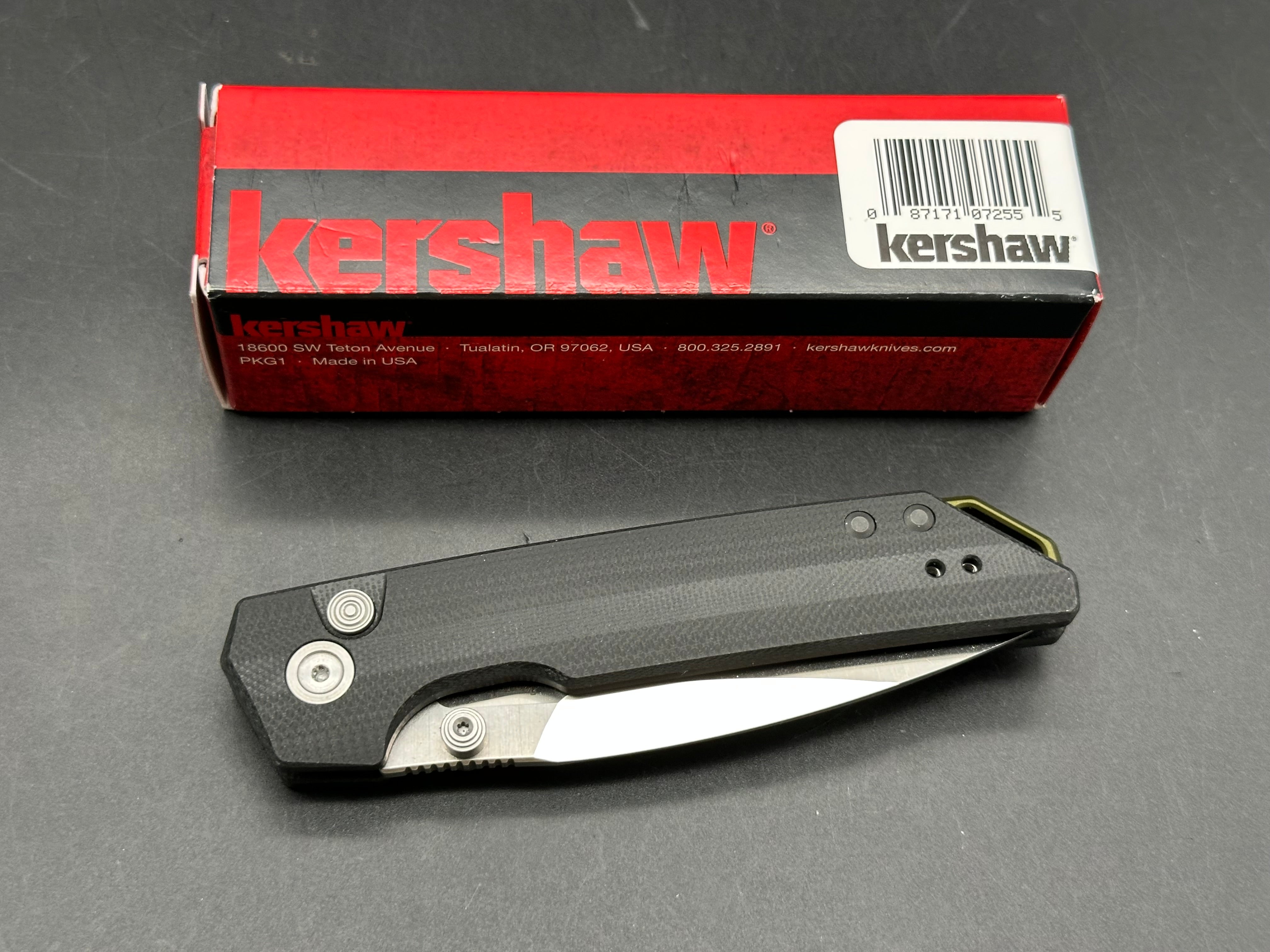 Kershaw Iridium Button Lock Knife Black G-10 (3.5" Satin/SW MagnaCut)