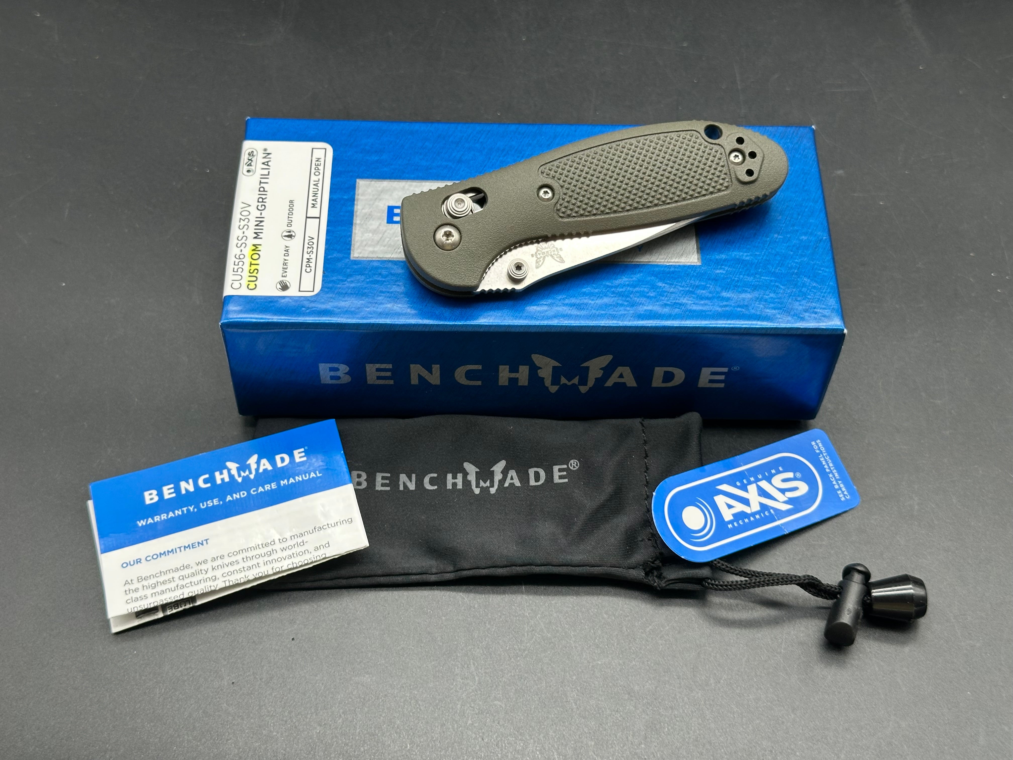 Benchmade Mini Griptilian-Custom, 2.91" S30V Stonewash Drop Point Blade with OD Green GFN Handle