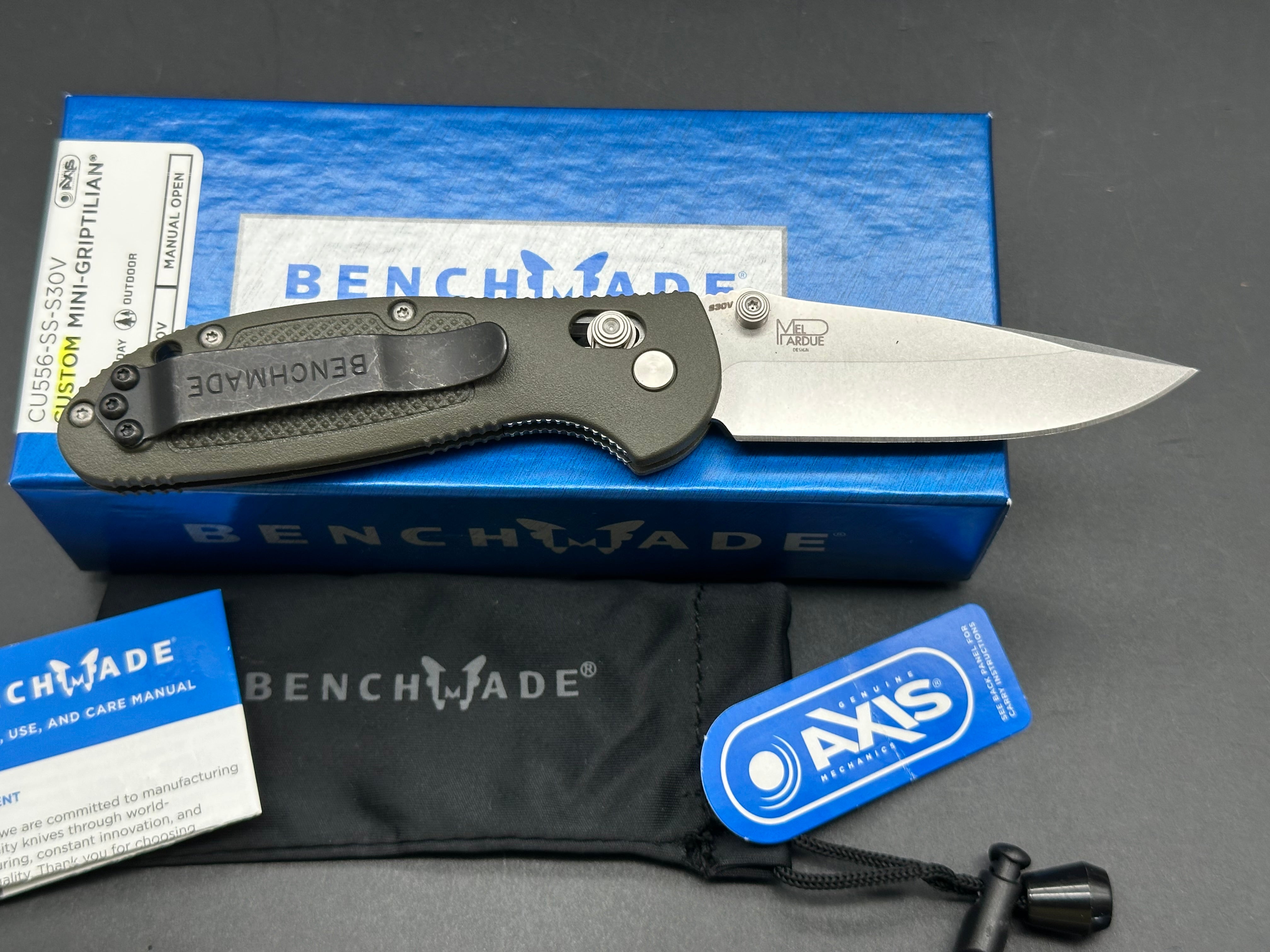 Benchmade Mini Griptilian-Custom, 2.91" S30V Stonewash Drop Point Blade with OD Green GFN Handle