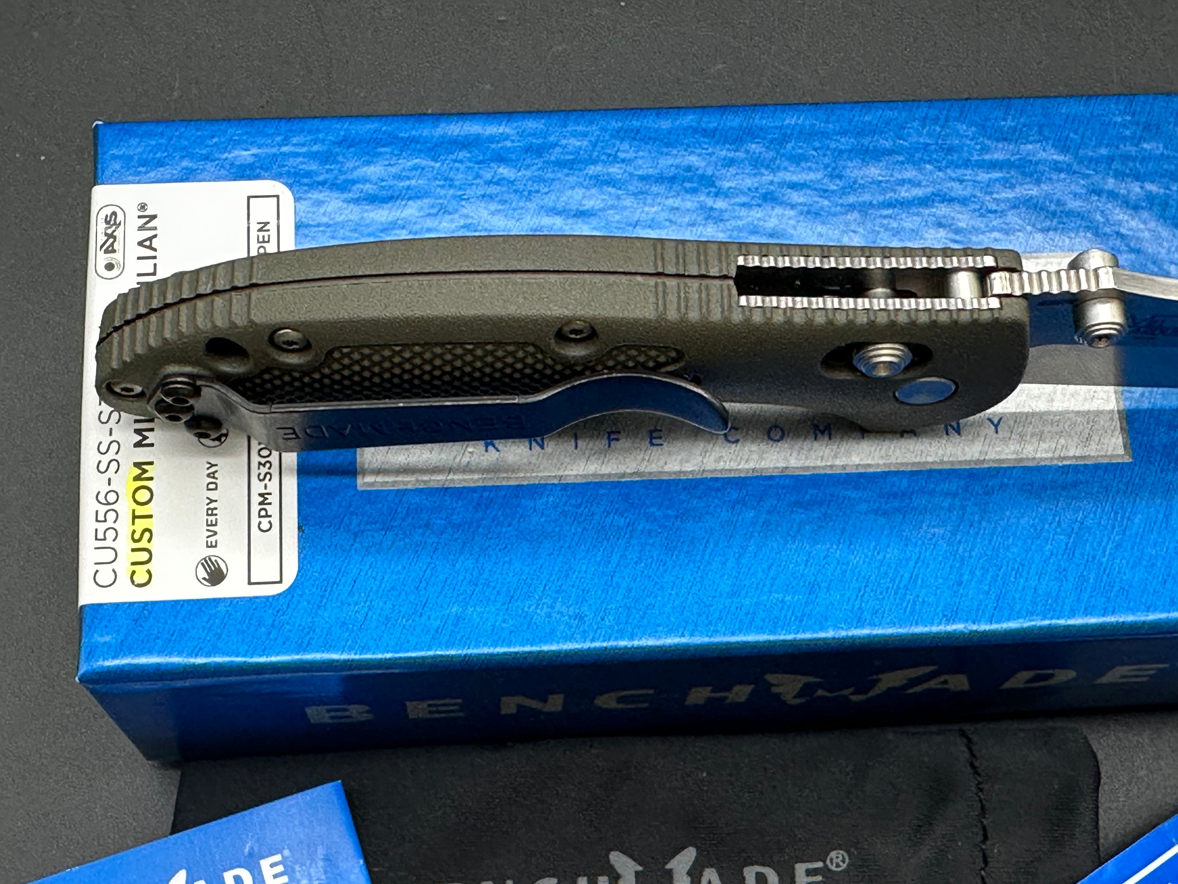 Benchmade Mini Griptilian-Custom, 2.91" S30V Stonewash Drop Point Blade with OD Green GFN Handle
