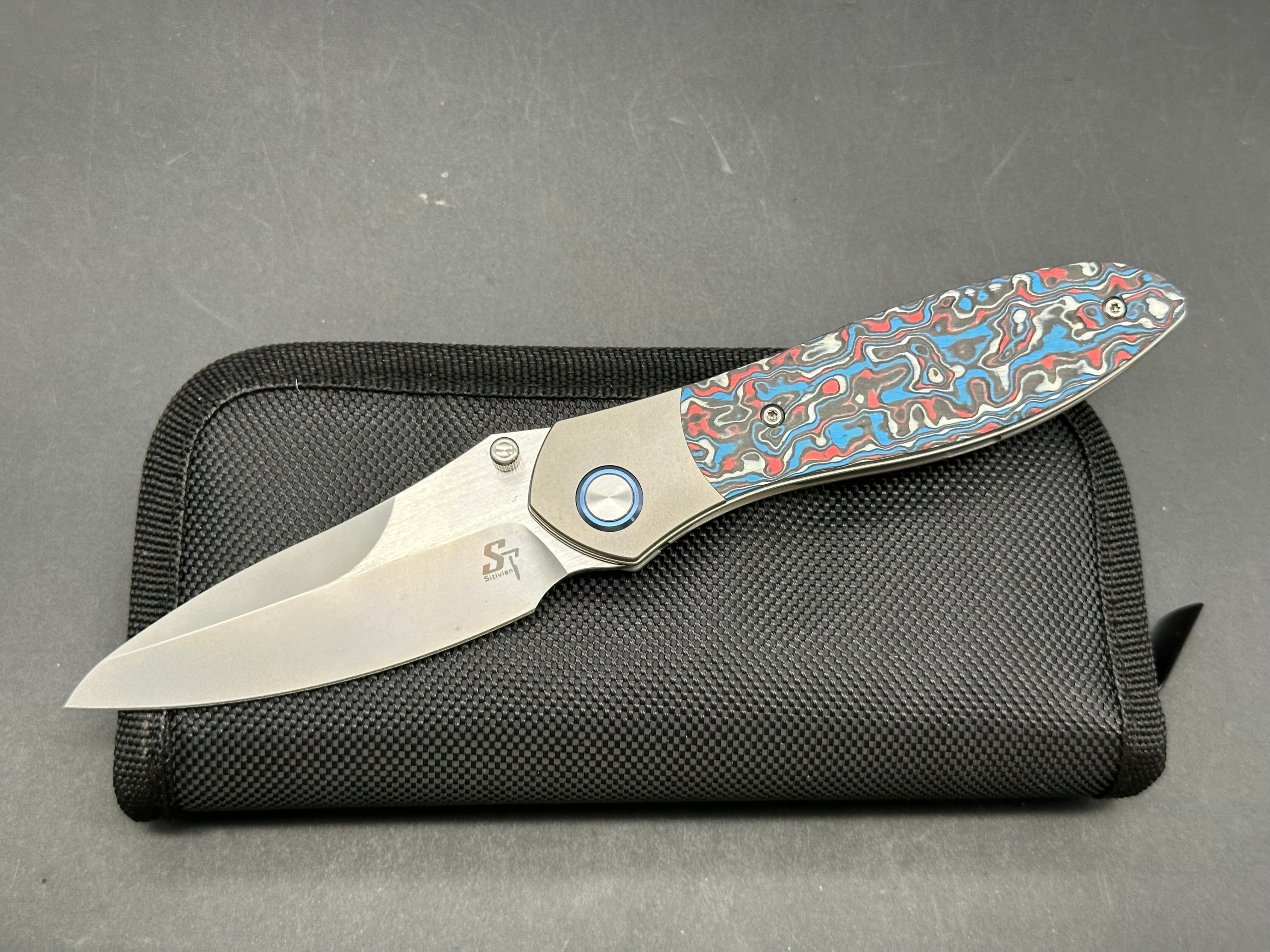 Sitivien ST273 Folding Knife, S90V Steel Blade Titanium & G10 Handle Knife