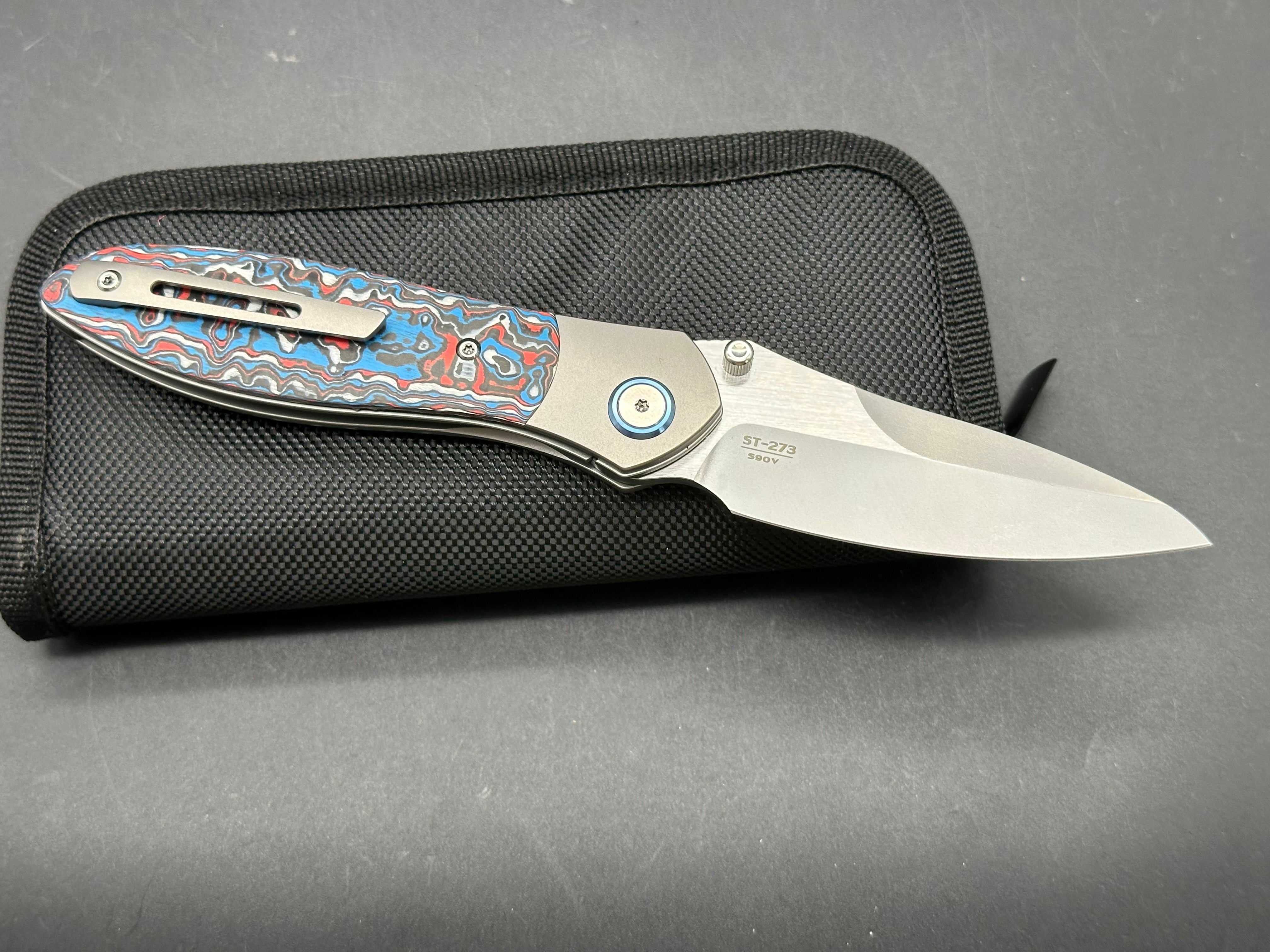 Sitivien ST273 Folding Knife, S90V Steel Blade Titanium & G10 Handle Knife