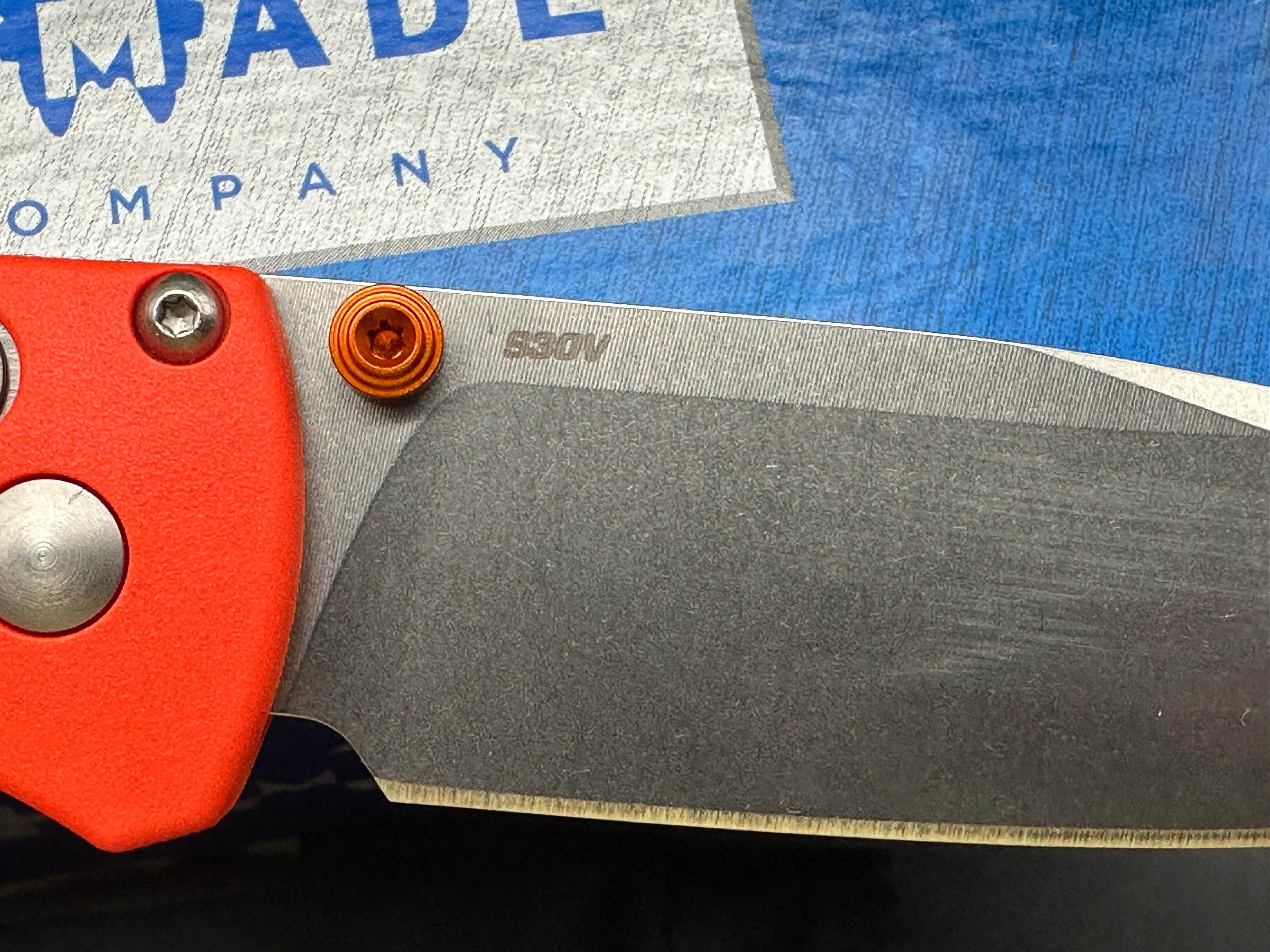 Benchmade Bugout - Custom (NEW), 3.24" S30V Stonewash Blade with Orange Grivory Handle