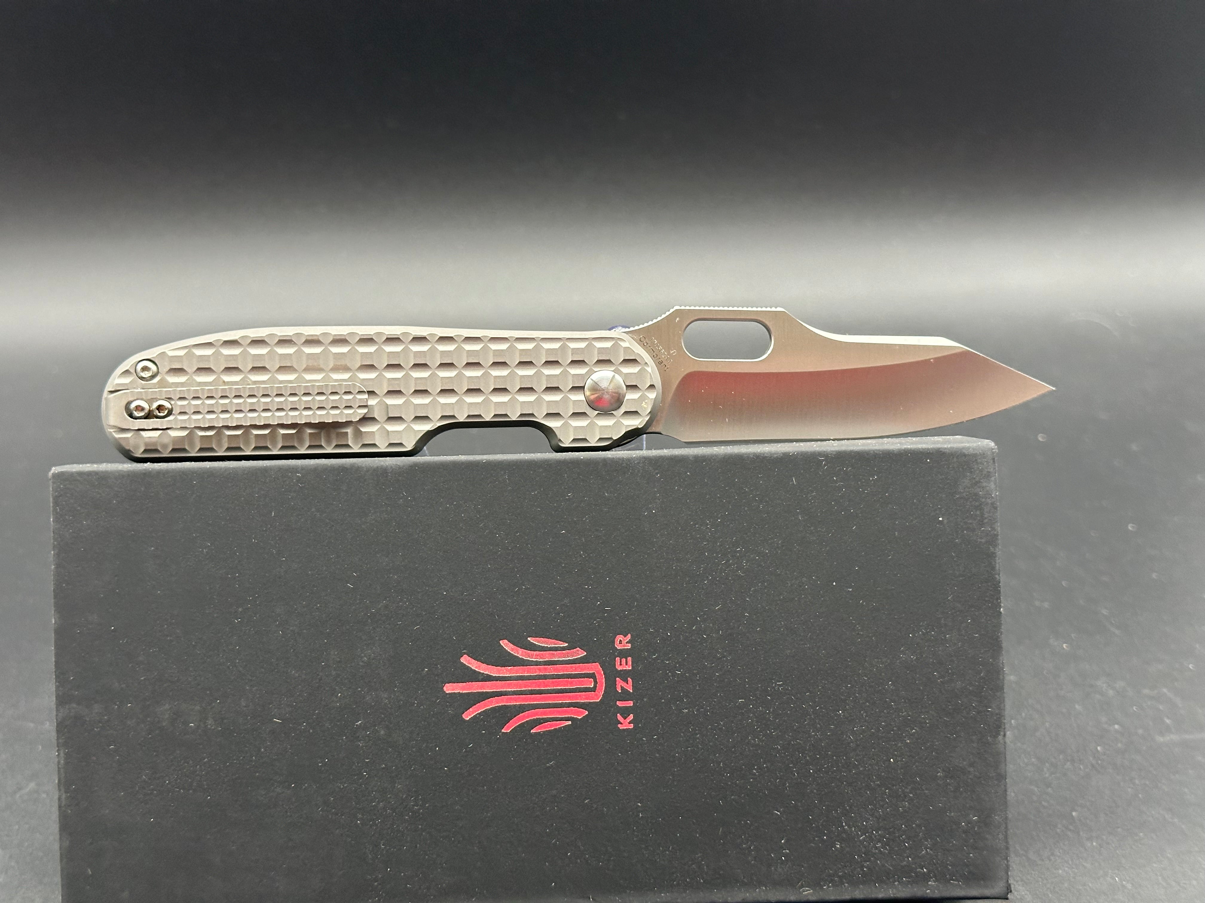 Kizer Cormorant Button Lock Knife Titanium (3.15" Satin 20CV)
