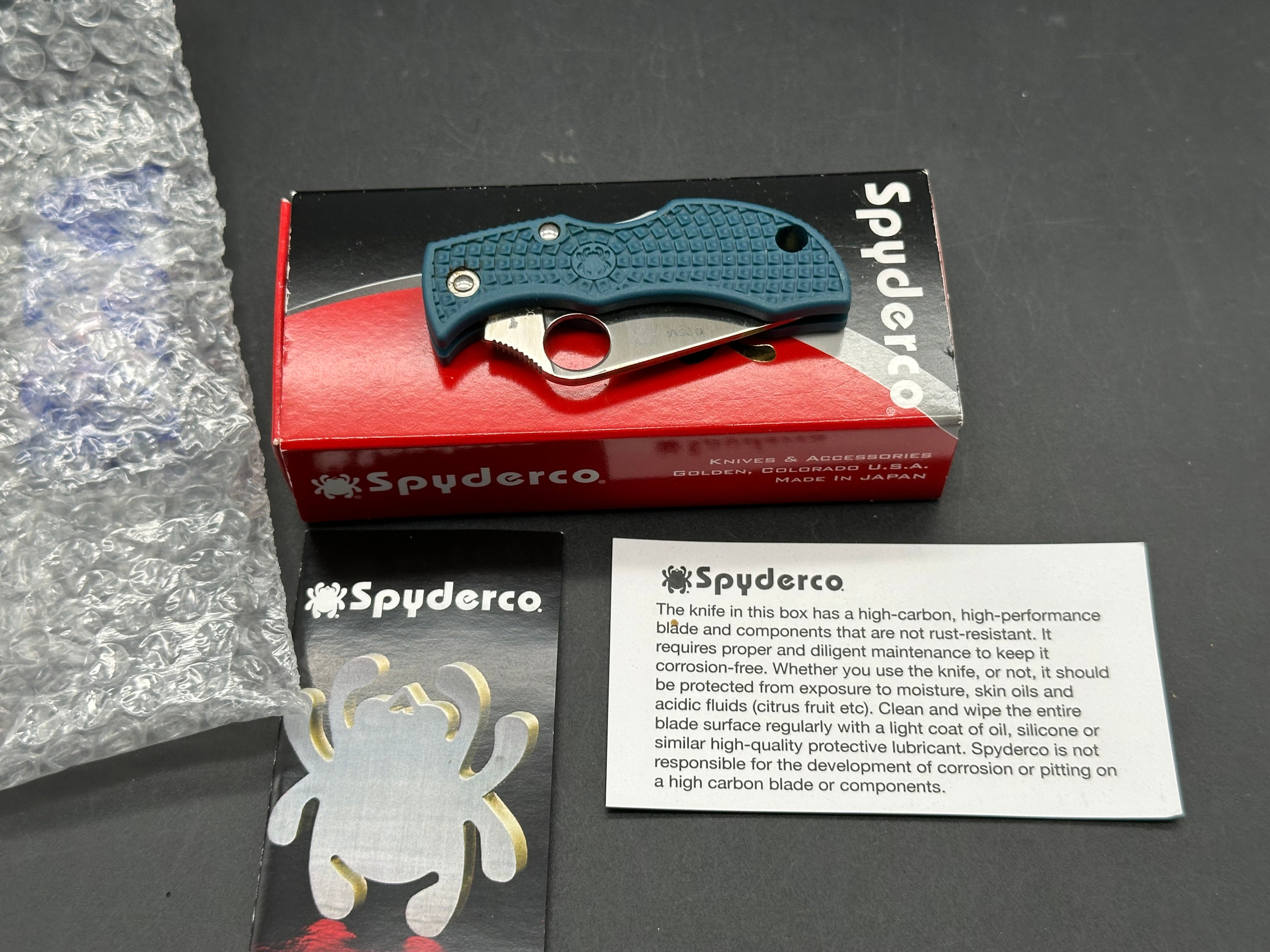 Spyderco Ladybug Lockback Knife Blue FRN (1.94" Satin K390)