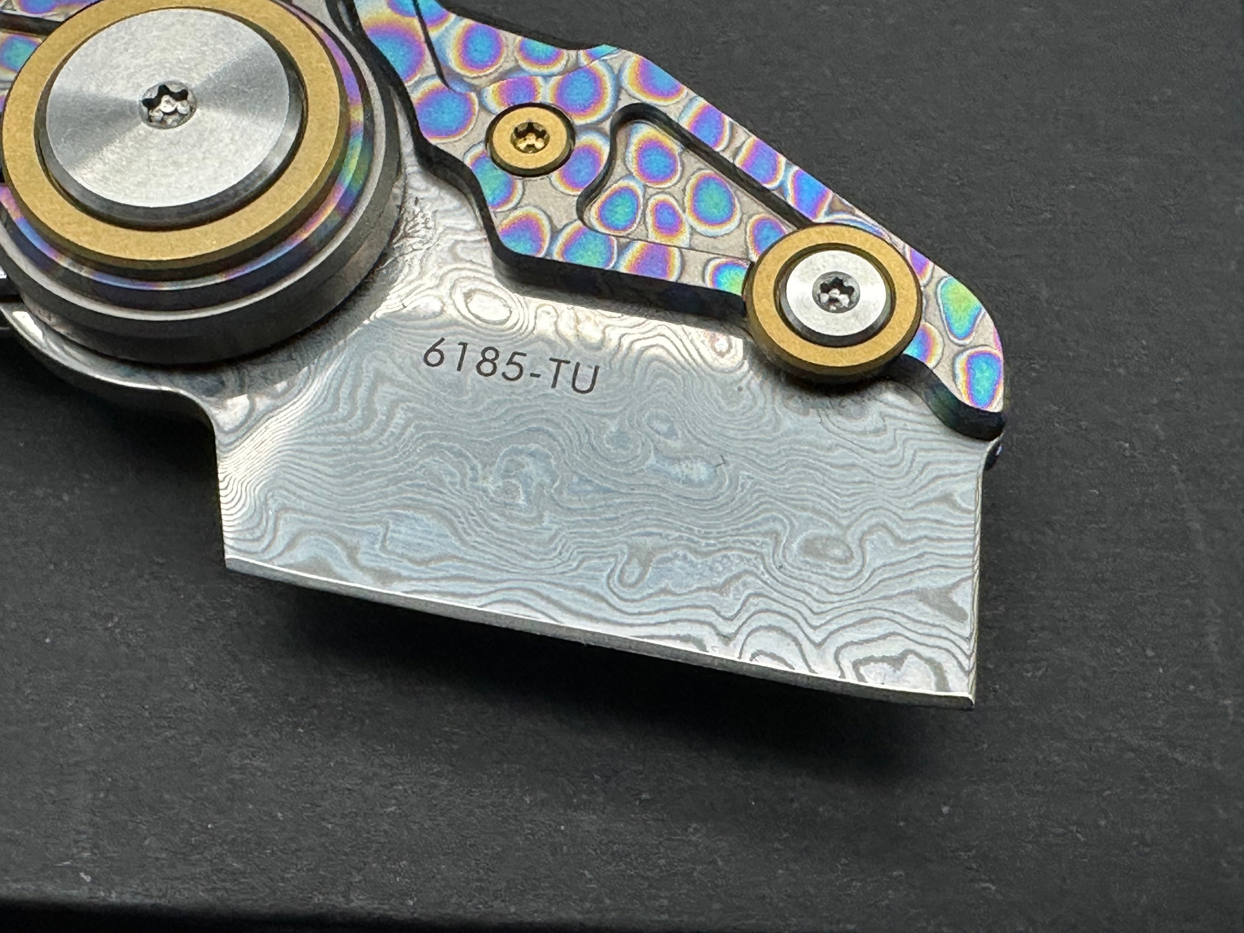 SANRENMU Exquisite Knife VG10 Damascus Steel Titanium Handle EDC Keychain Pocket Knife