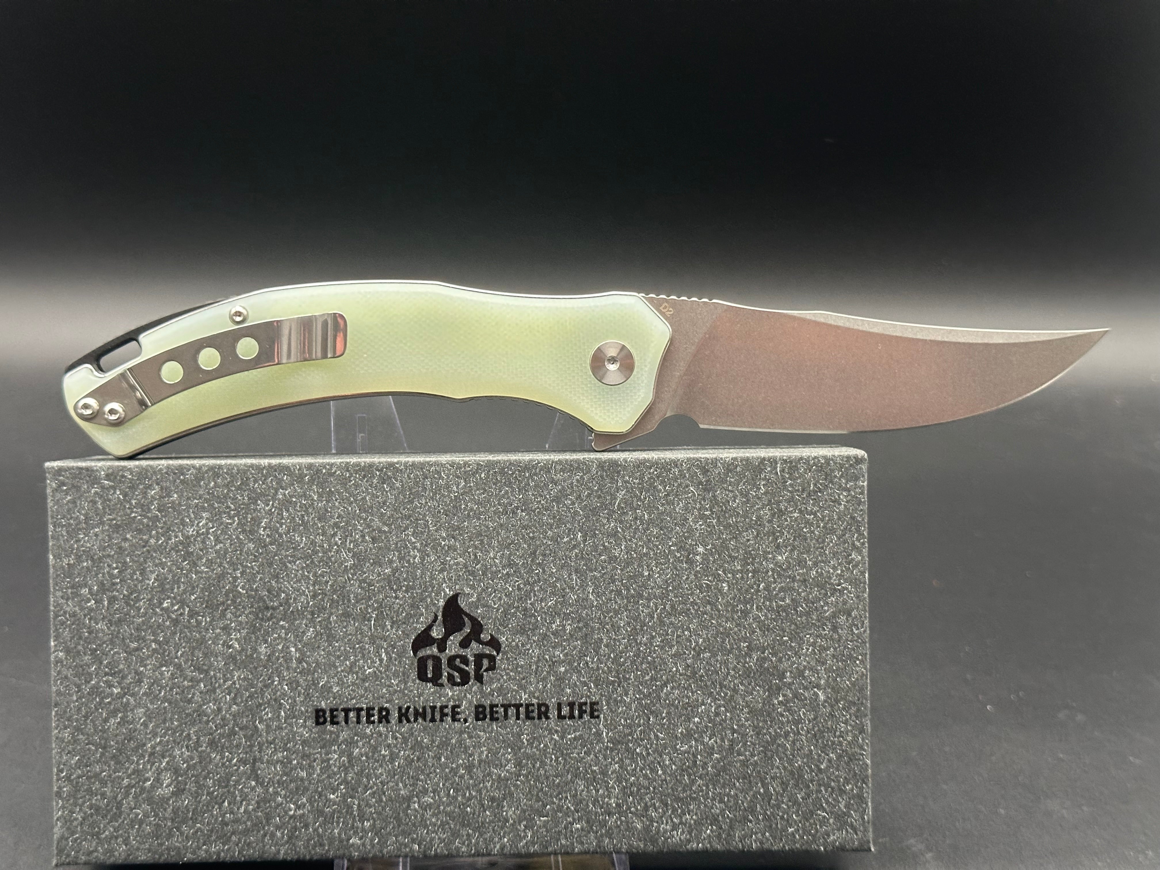 QSP WALRUS LINER LOCK JADE G10 HANDLE D2