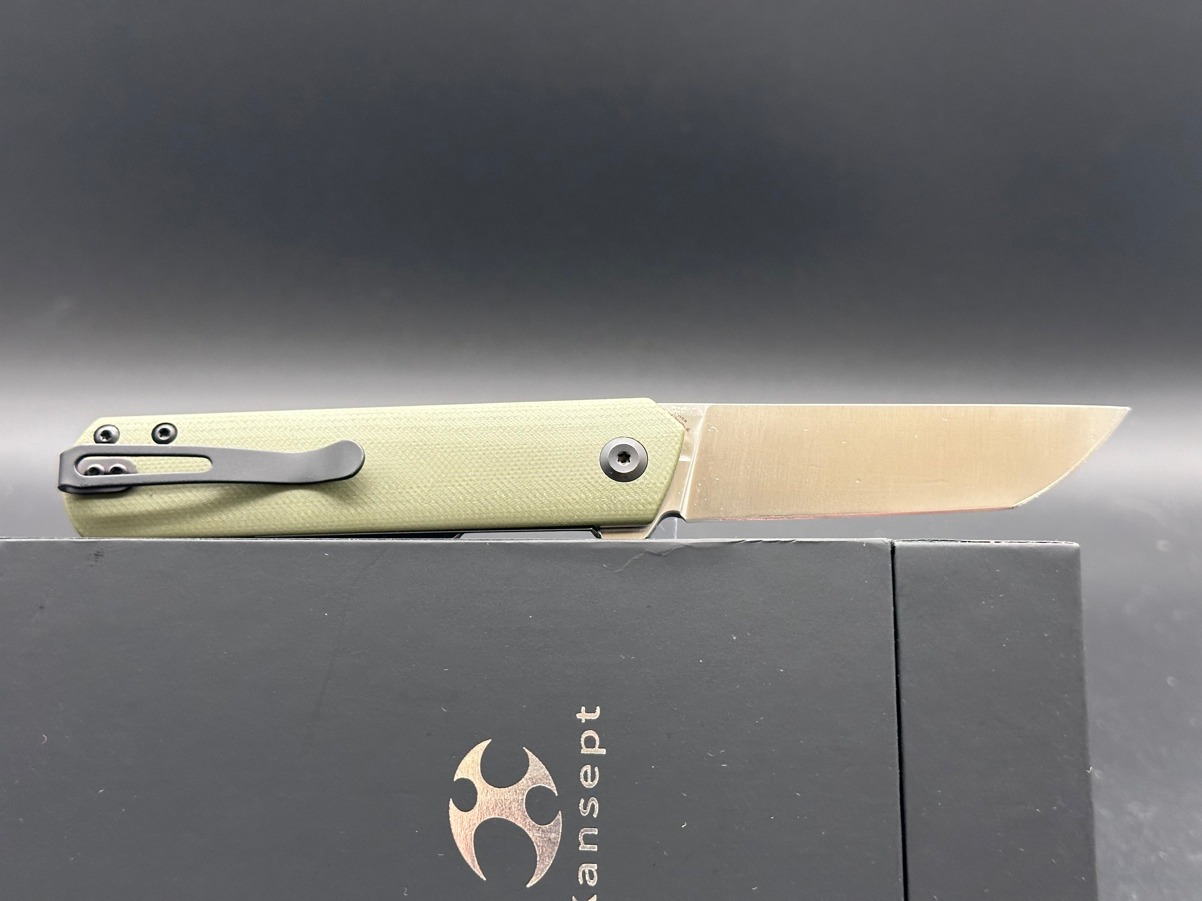 KANSEPT FOOSA FOLDING KNIFE OD GREEN G10 HANDLE 154CM PLAIN EDGE