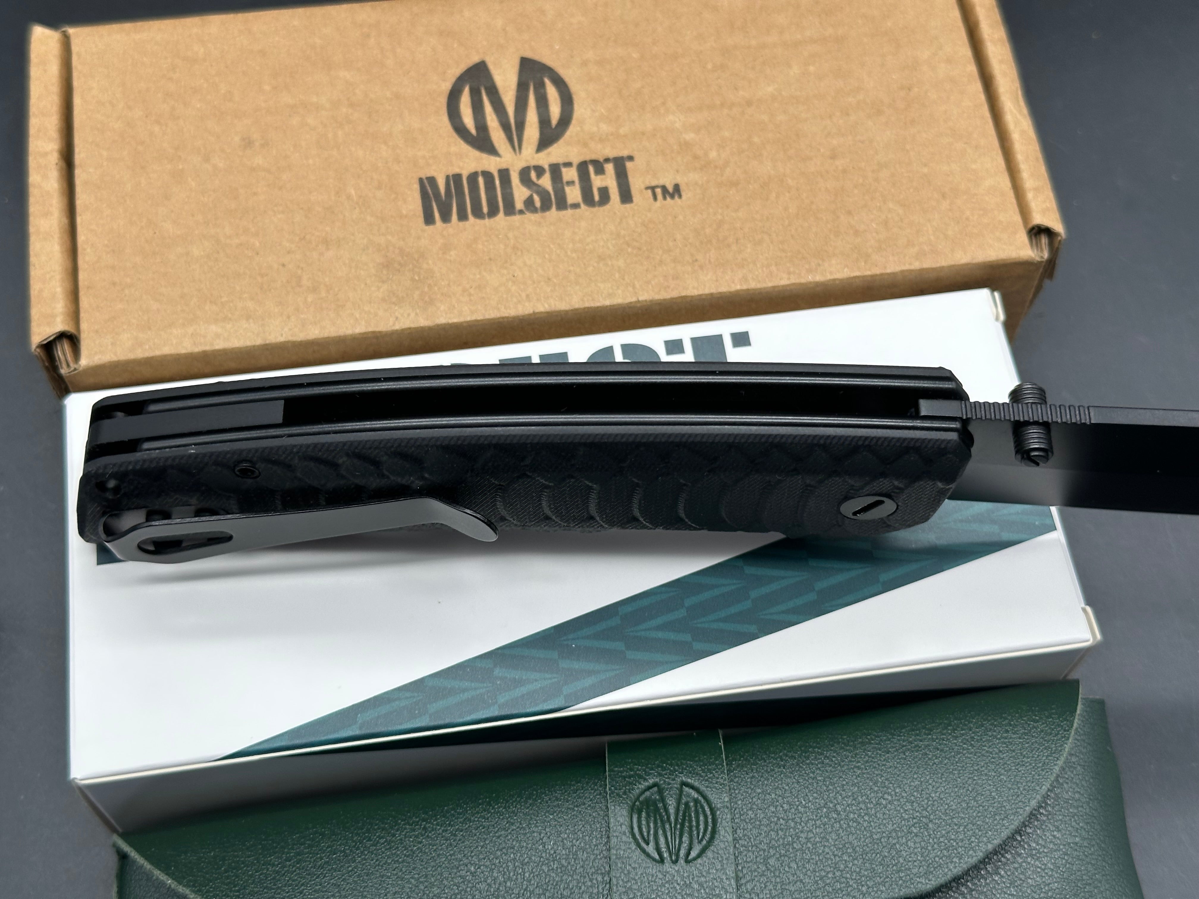 Molsect Jungle liner lock black G10 scales 14C28N black blade