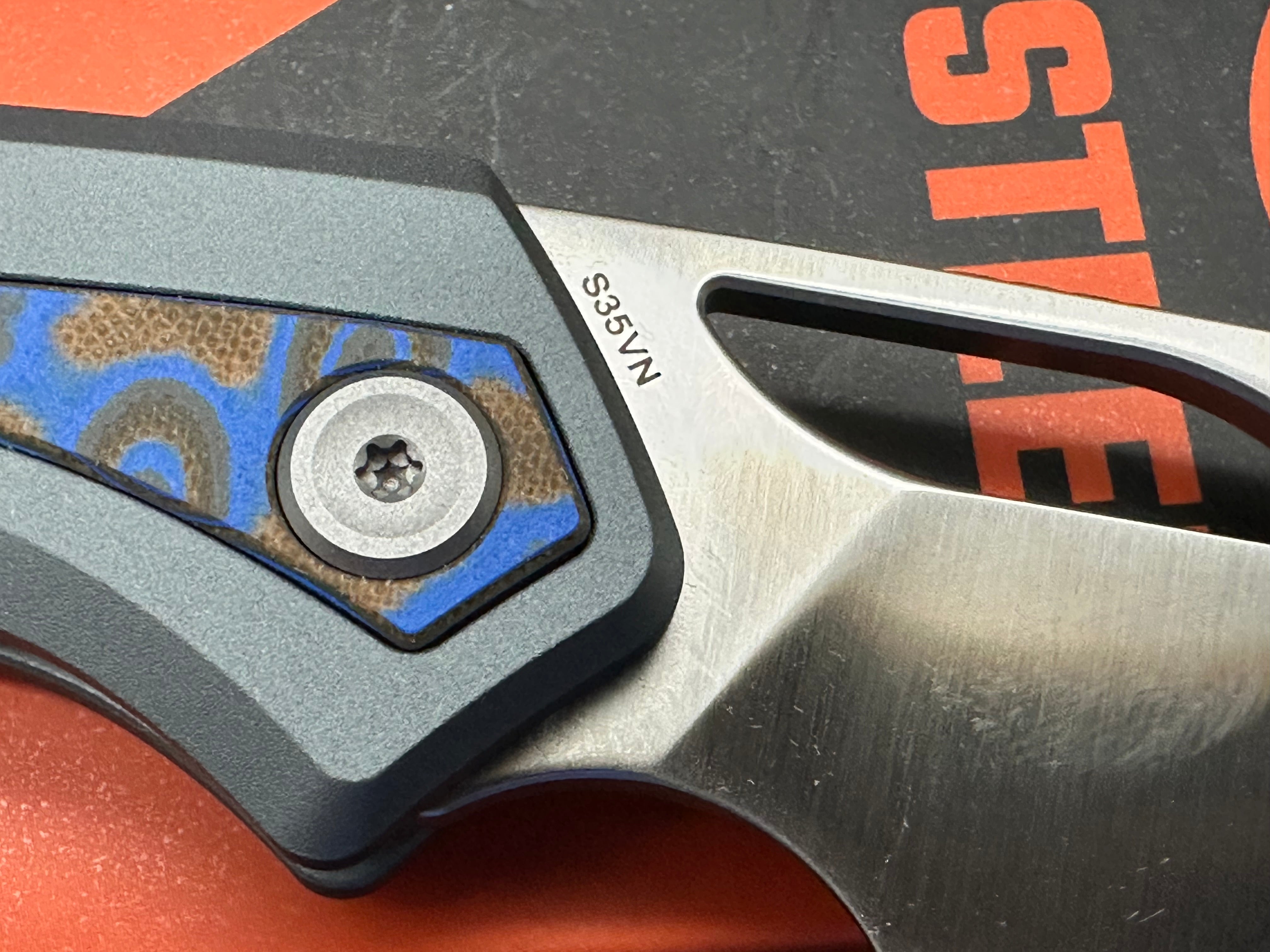 VOSTEED KROC TOP LINER LOCK ALUMINUM AND OCEAN MICARTA HANDLE S35VN BLADE