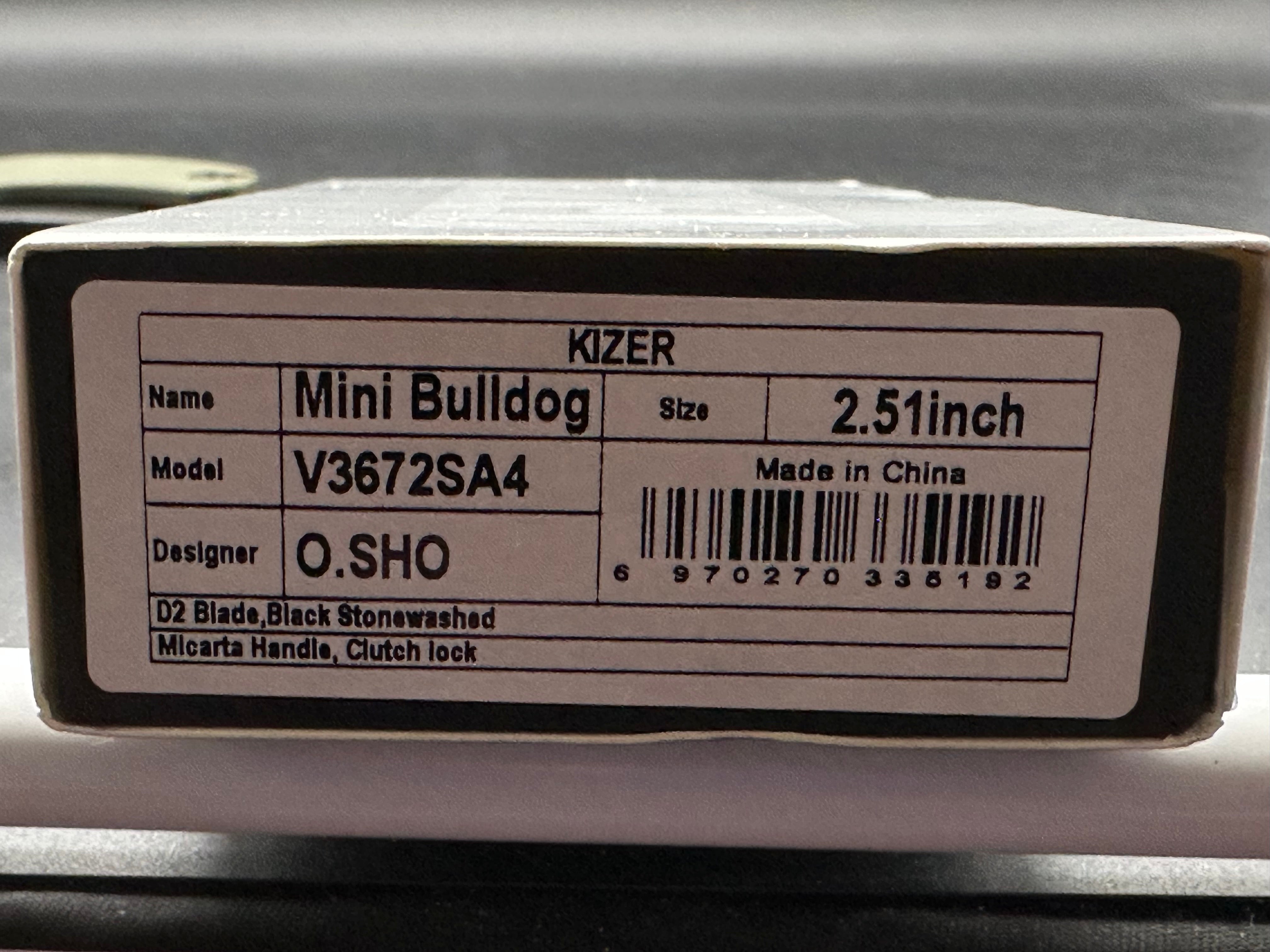 KIZER MINI BULLDOG GREEN G10 HANDLES W/D2 BLADE