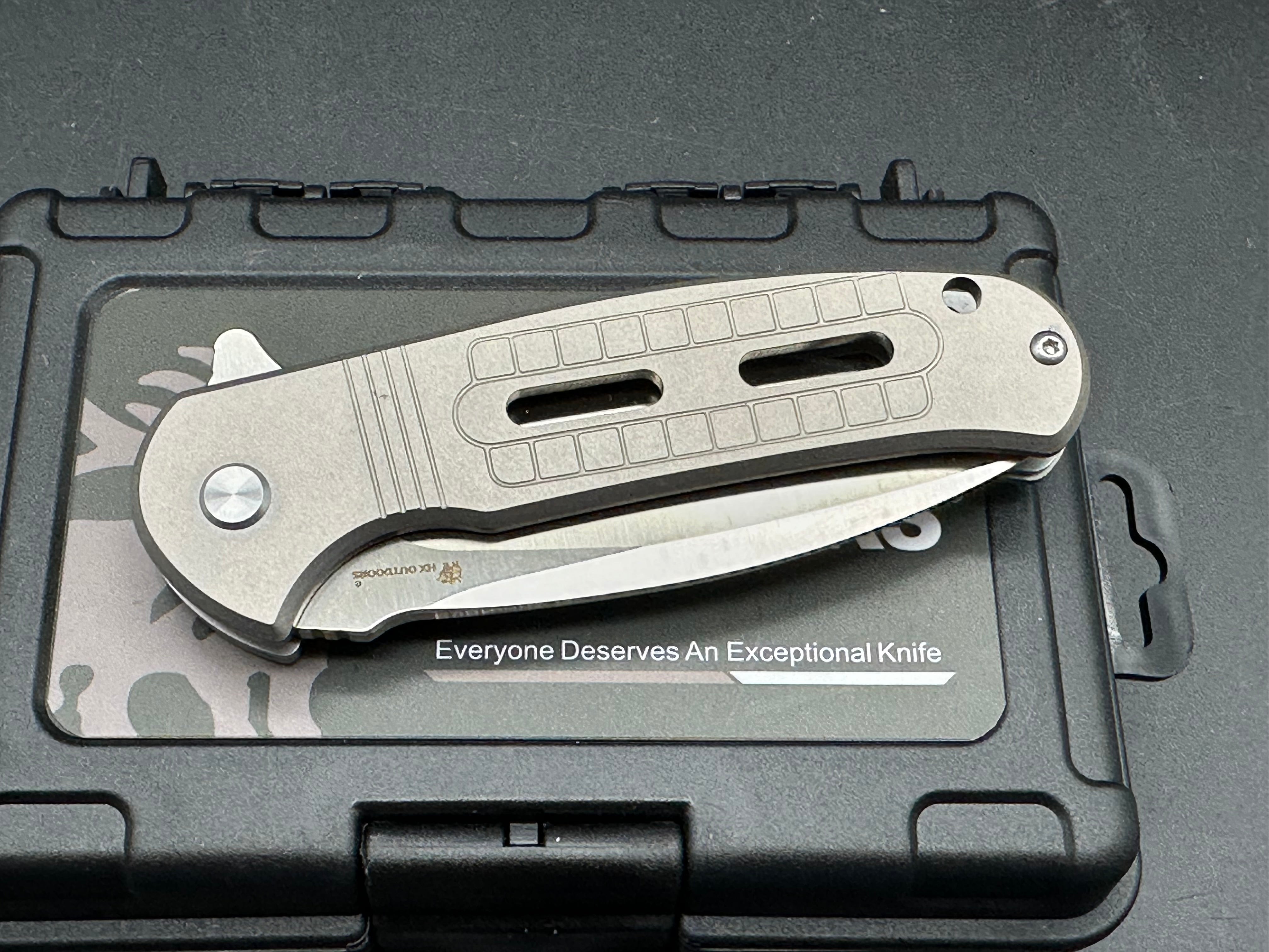 HX Outdoors ZD113S titanium handle w/ 2.85 inch D2 blade
