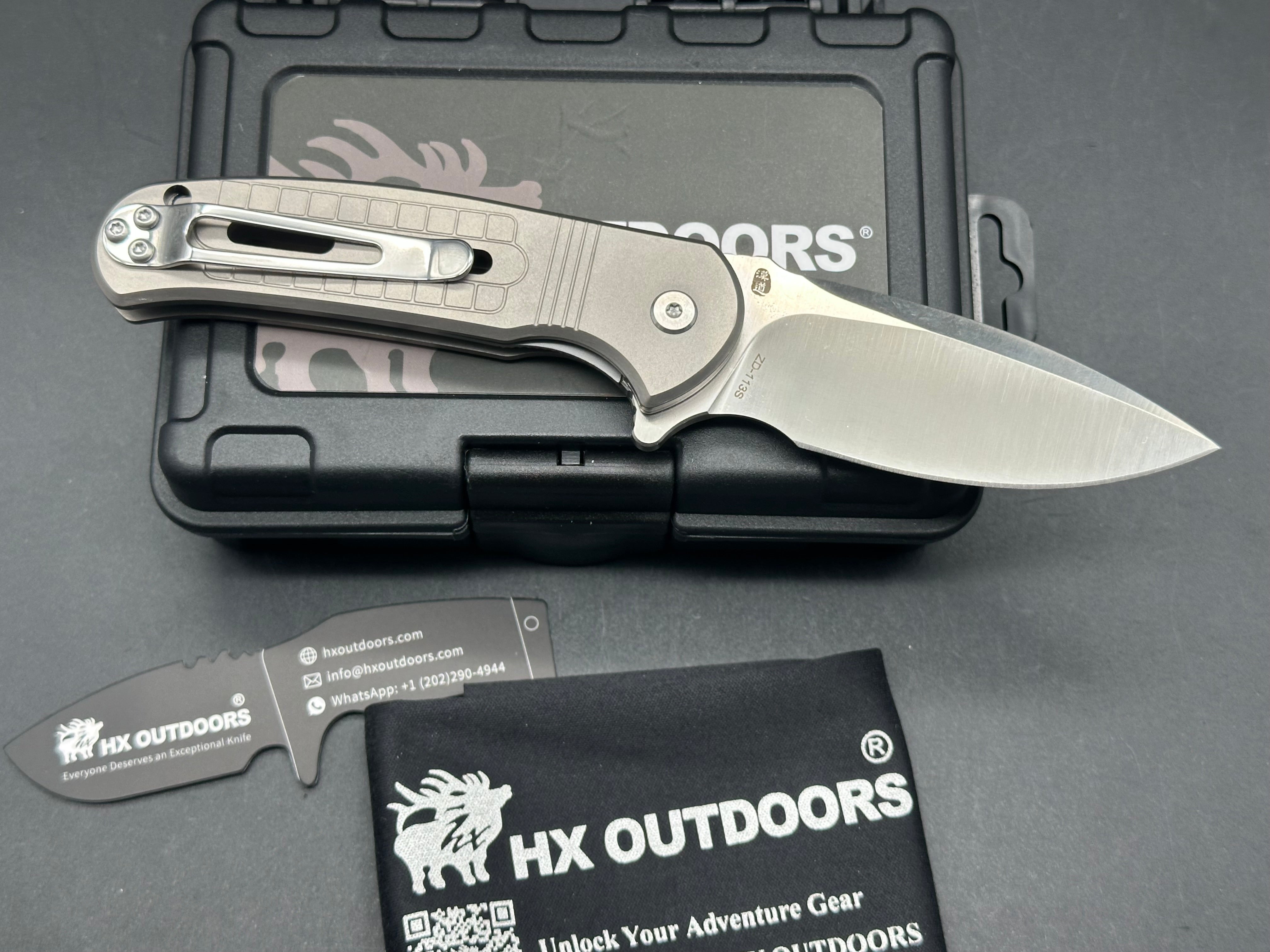 HX Outdoors ZD113S titanium handle w/ 2.85 inch D2 blade