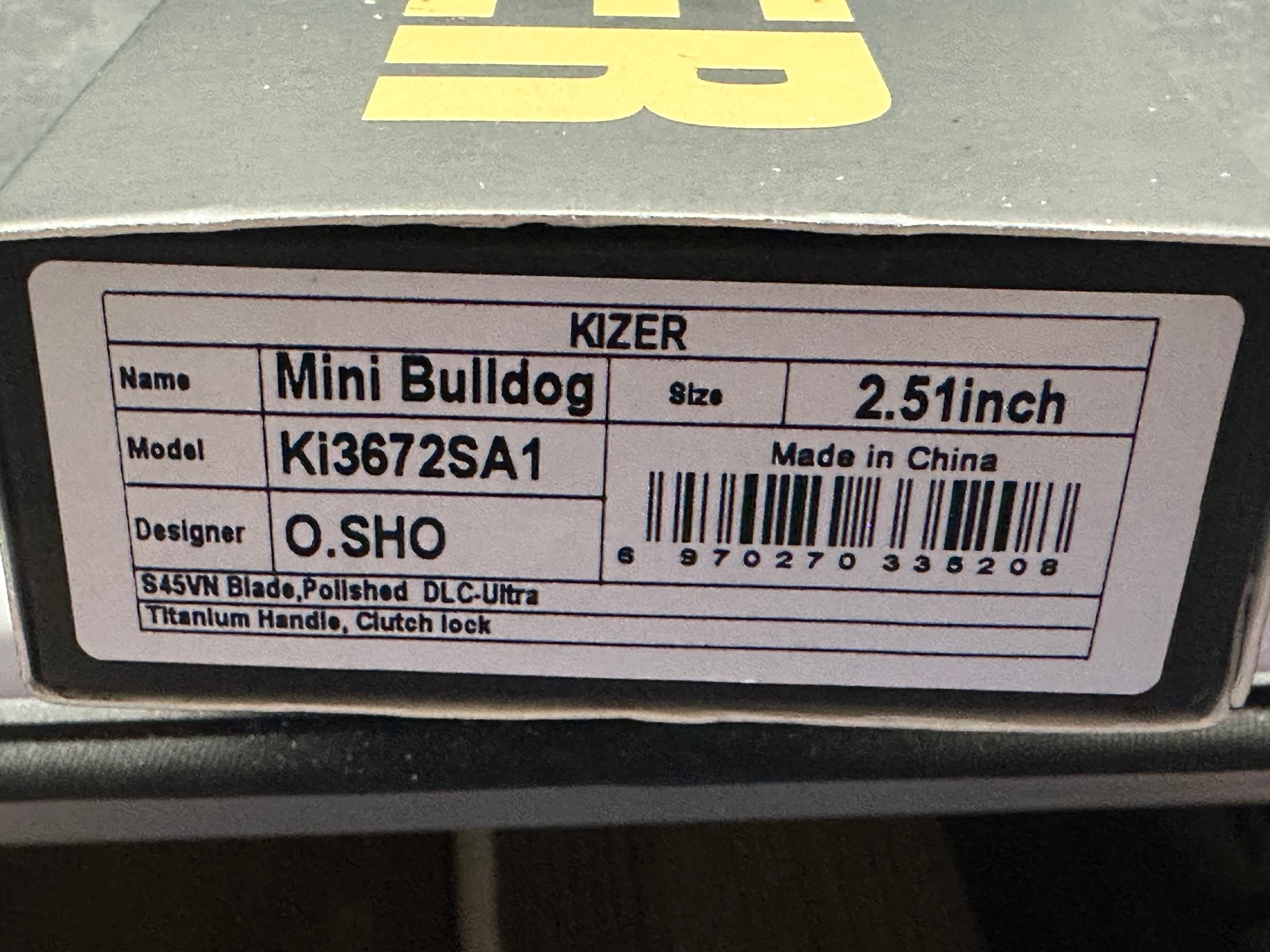 KIZER MINI BULLDOG | S45VN | TITANIUM & CRYSTALLIZED TITANIUM