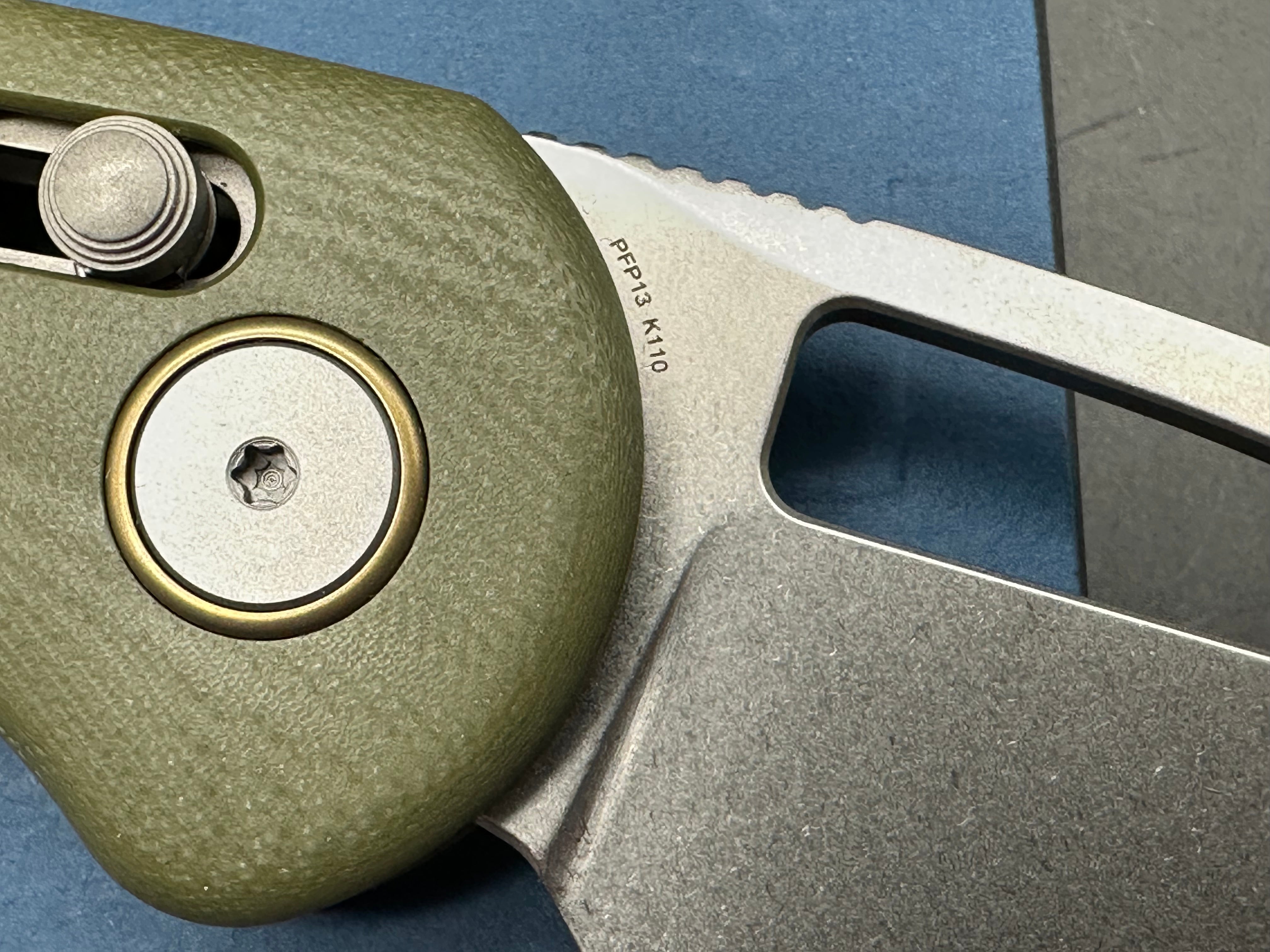 PETRIFIED FISH P13GRW VIPER K110 STEEL BLADE GREEN G10 HANDLE CROSSBAR LOCK