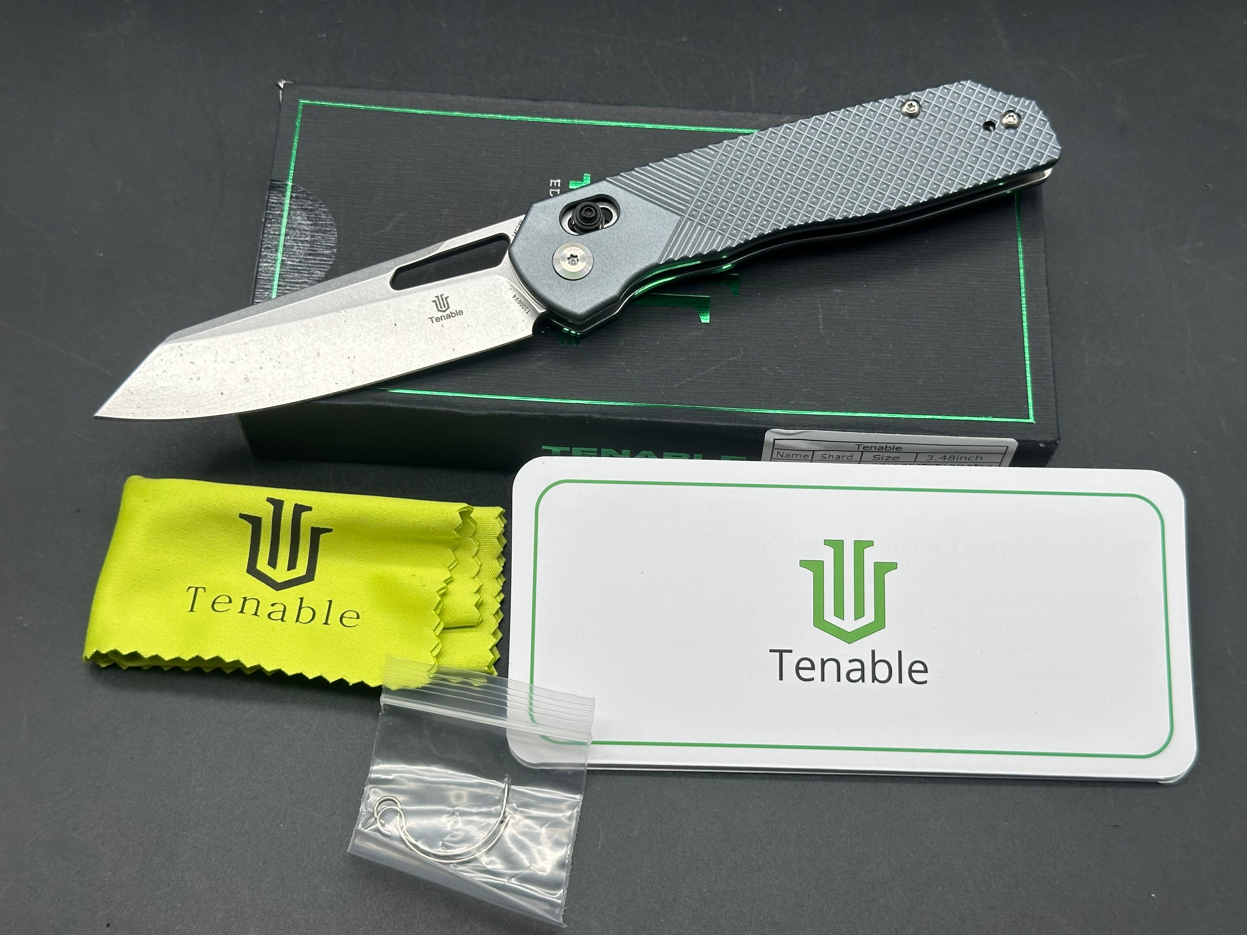 TENABLE SHARD ALUMINUM HANDLE 14C28N PLAIN STONEWASH BLADE