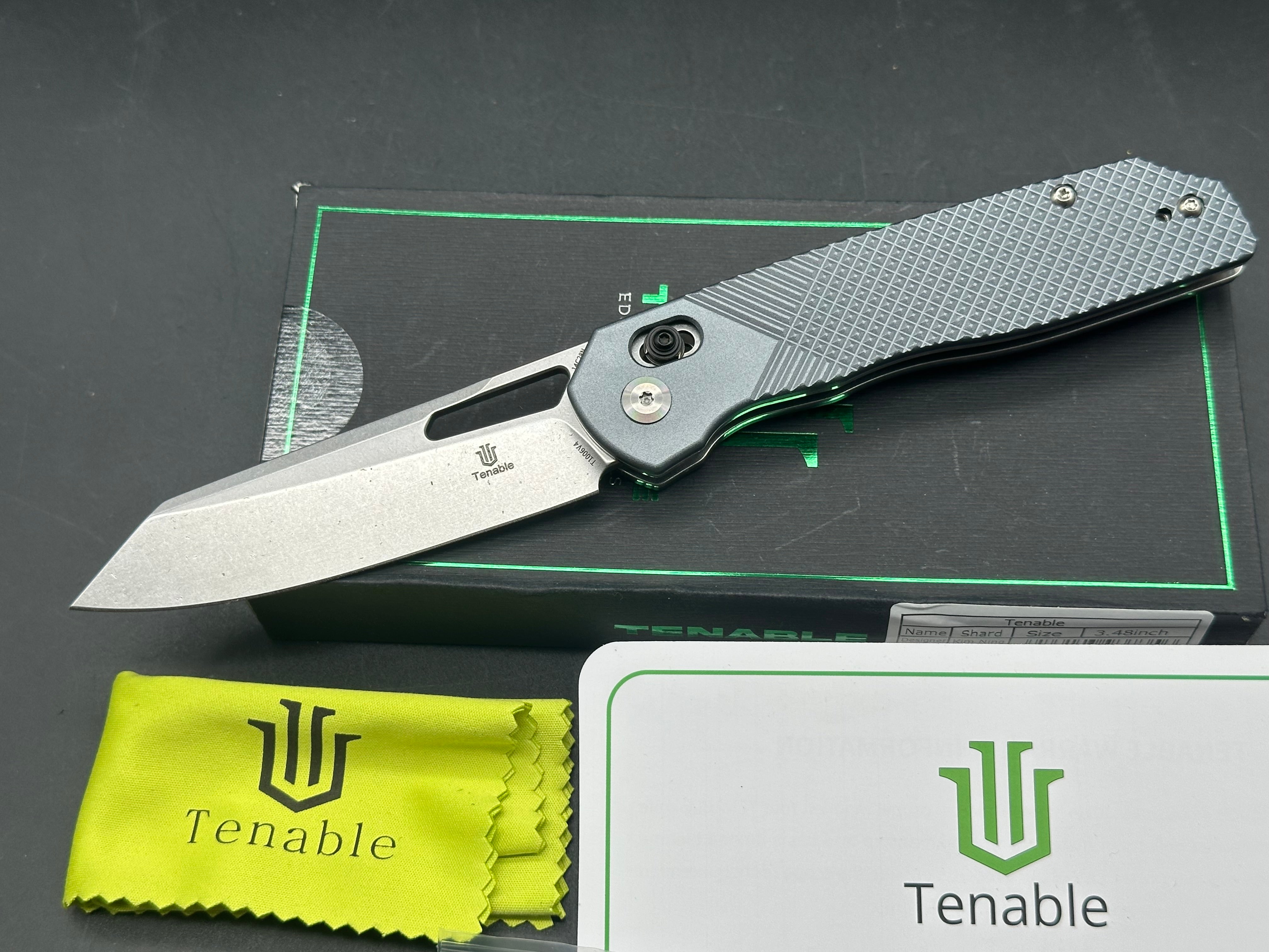 TENABLE SHARD ALUMINUM HANDLE 14C28N PLAIN STONEWASH BLADE