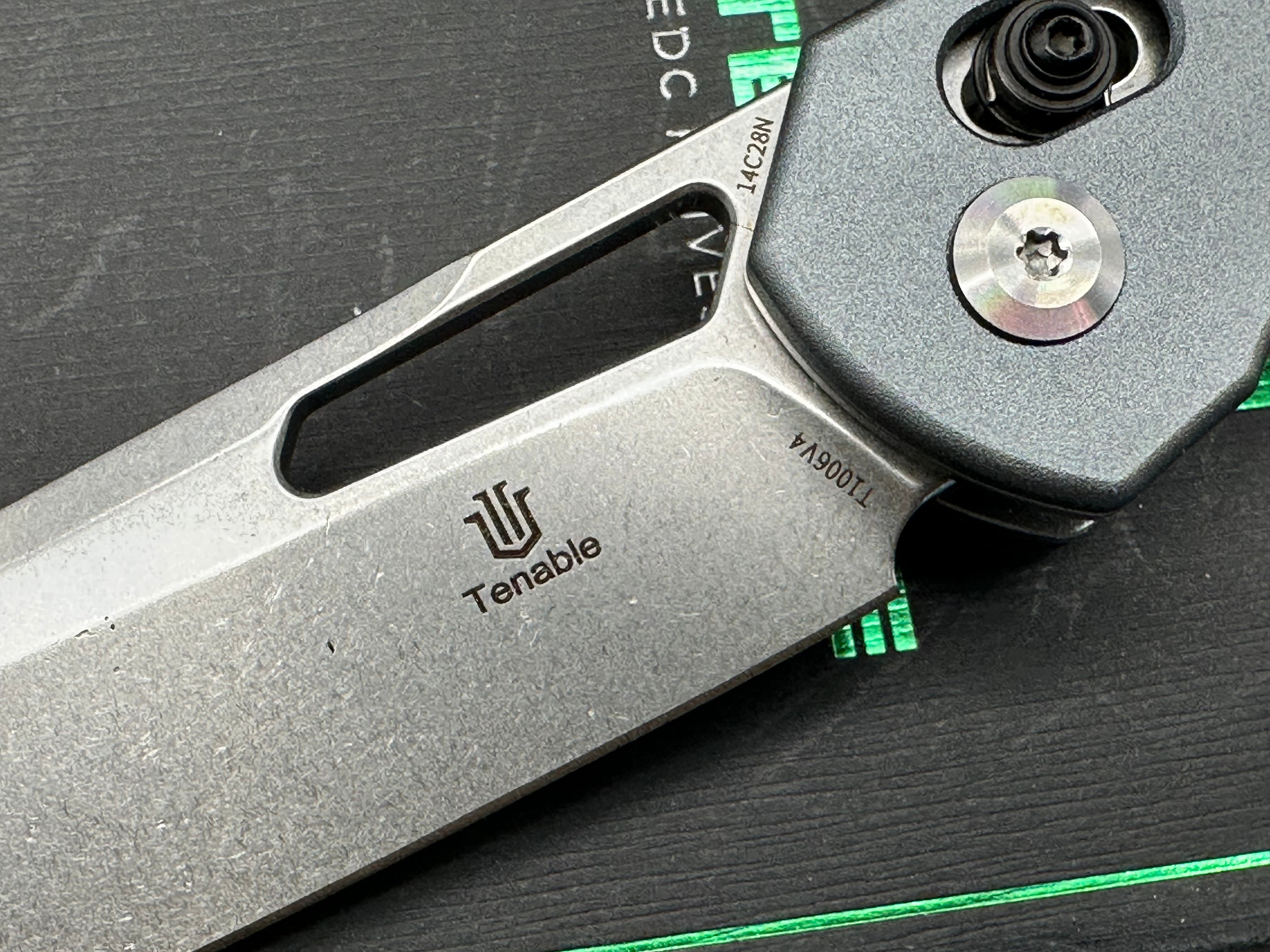 TENABLE SHARD ALUMINUM HANDLE 14C28N PLAIN STONEWASH BLADE