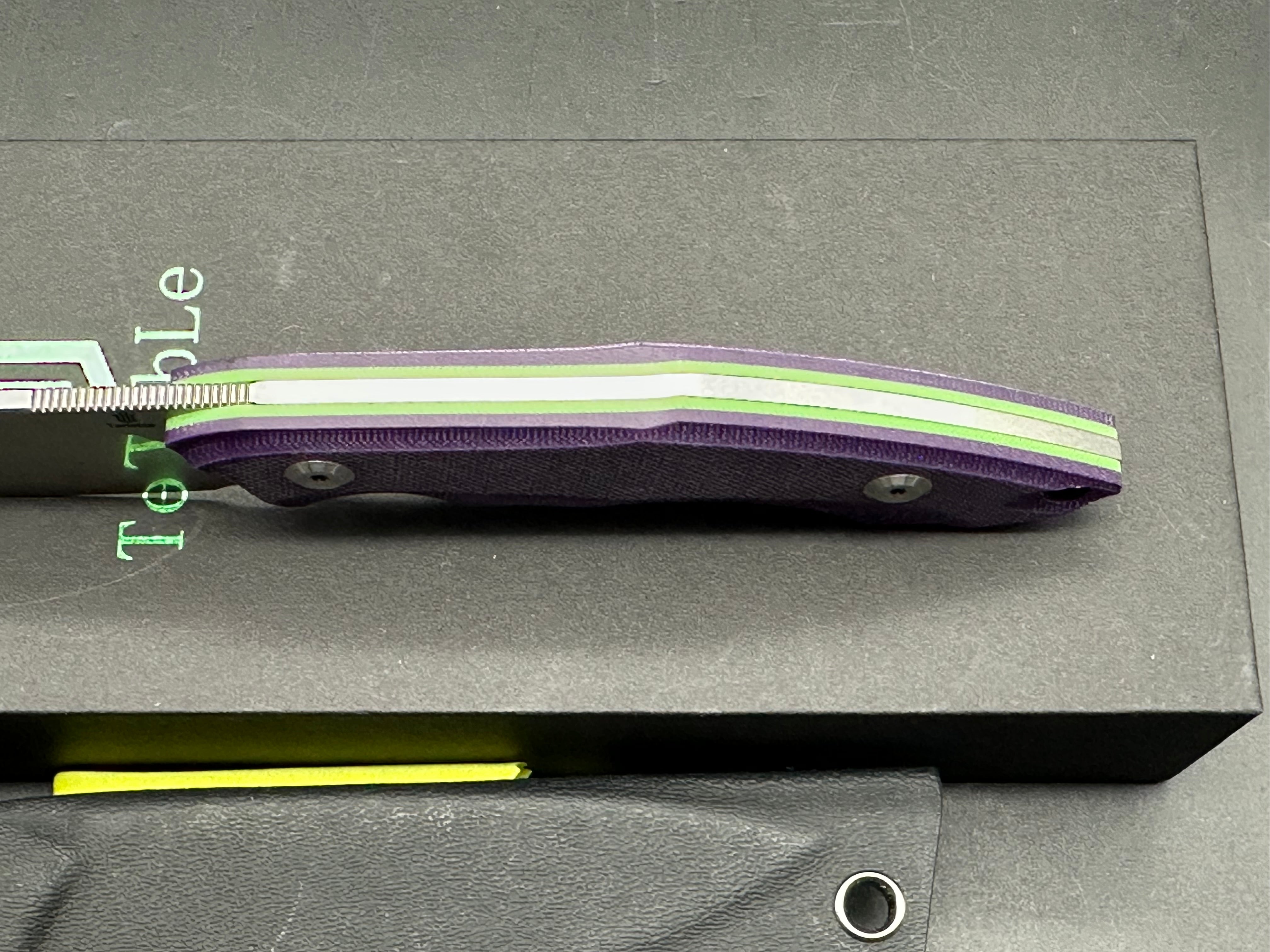 TENABLE LUCCIO FIXED BLADE KNIFE PURPLE G10 HANDLE 14C28N PLAIN STONEWASH BLADE