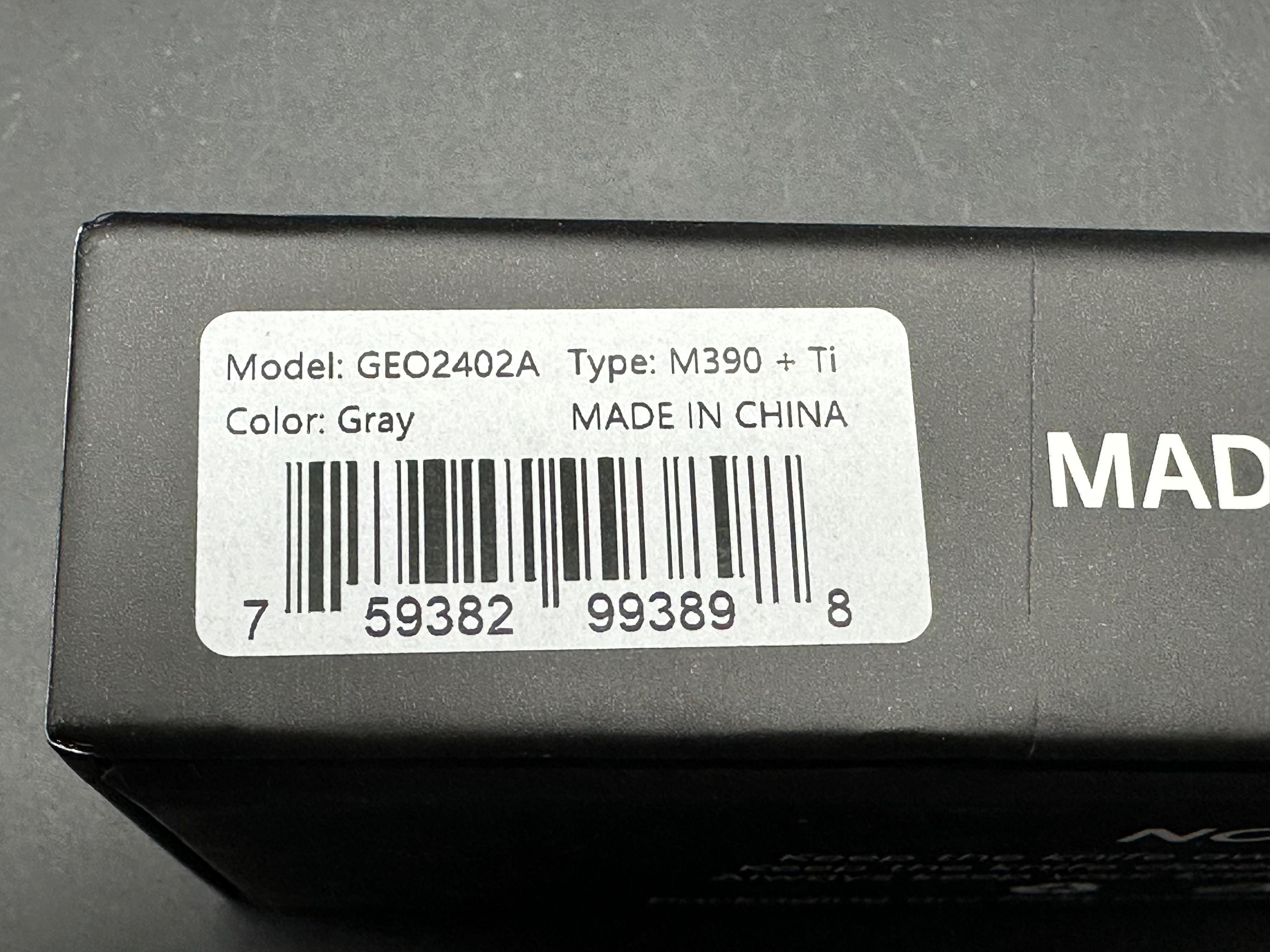 Geo knife Ethereal Cutter Axis lock Folding Knife Gray 6AL4V Titanium Handle 3.03" M390 Blade