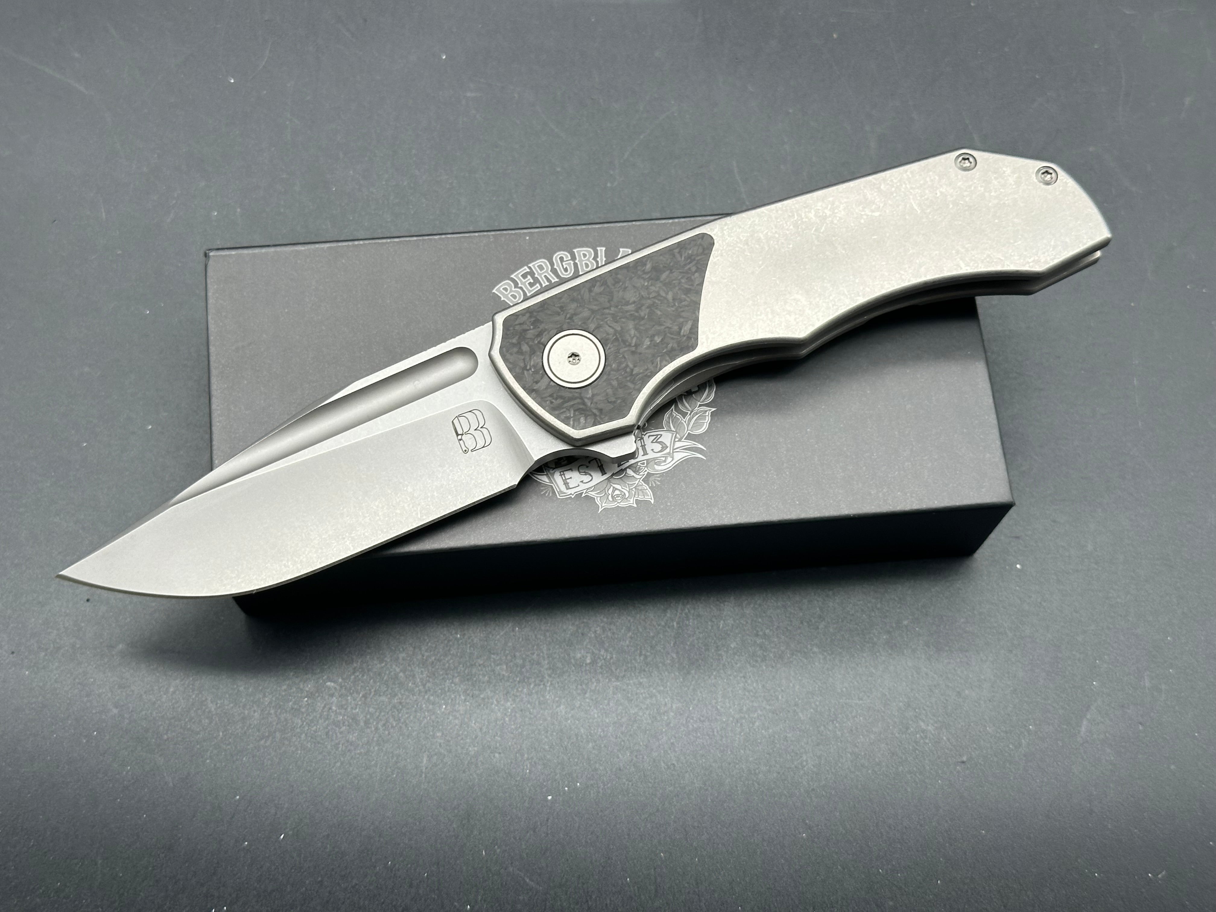 Berg Blades TiCK 3.5" S90V Stonewash Blade Titanium Handle
