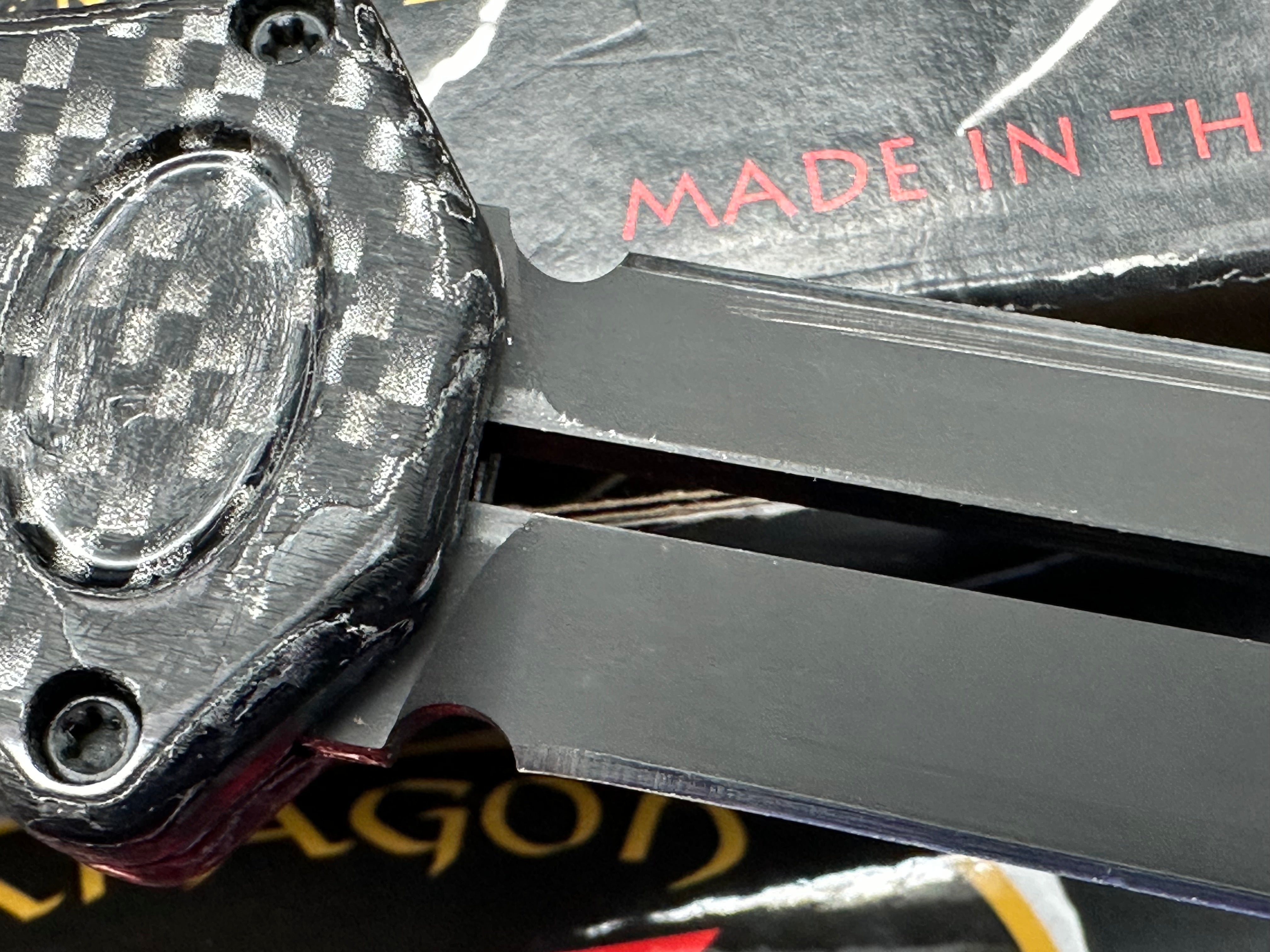 Paragon Para X Automatic OTF Knife Black Aluminum Black and Silver Carbon Fiber