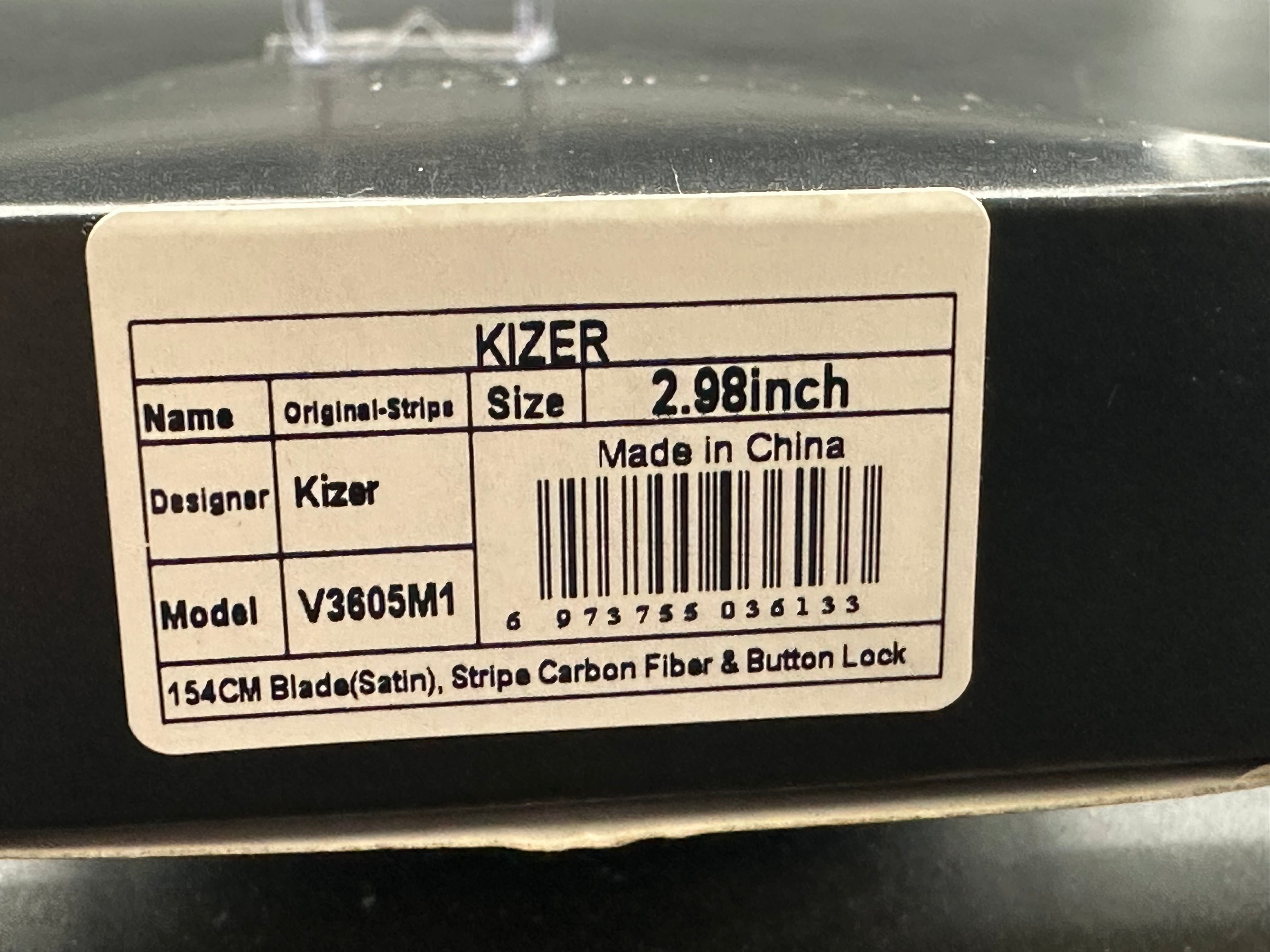 Kizer Original button lock folding knife carbon fiber scales w/154cm blade