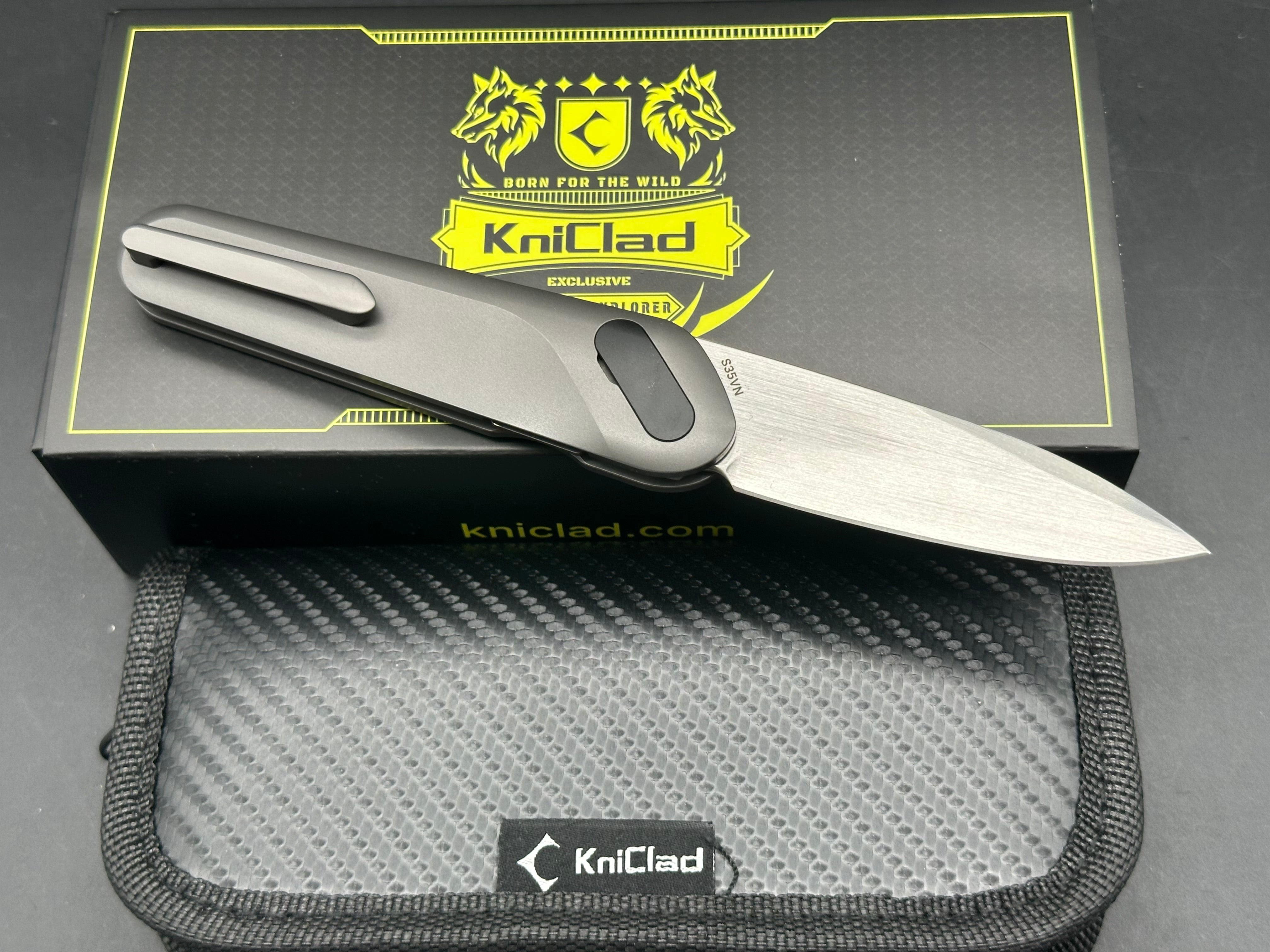 KniClad Ginren 01 titanium handle with S35VN blade / magnetic pivot cover