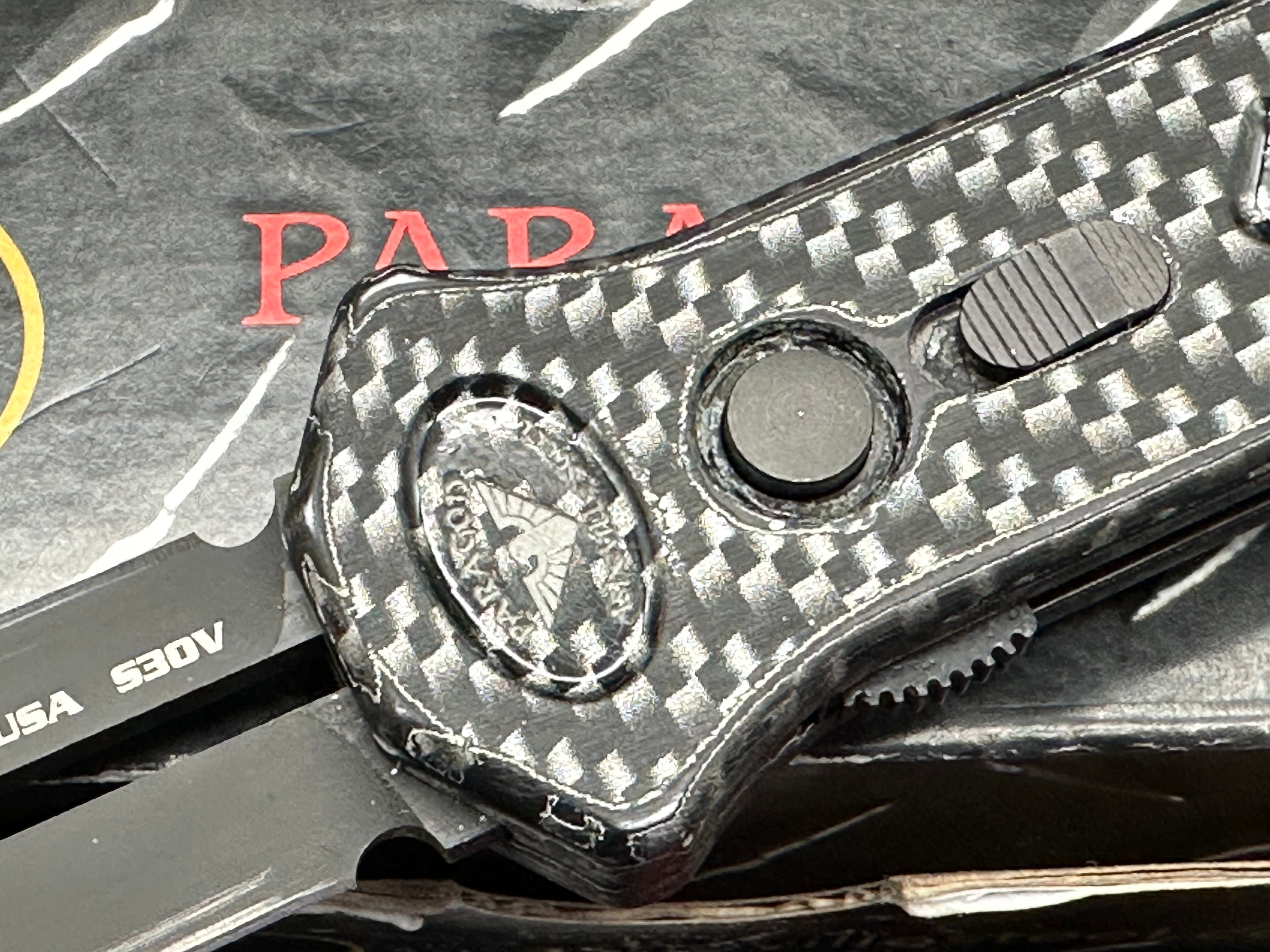 Paragon Para X Automatic OTF Knife Black Aluminum Black and Silver Carbon Fiber