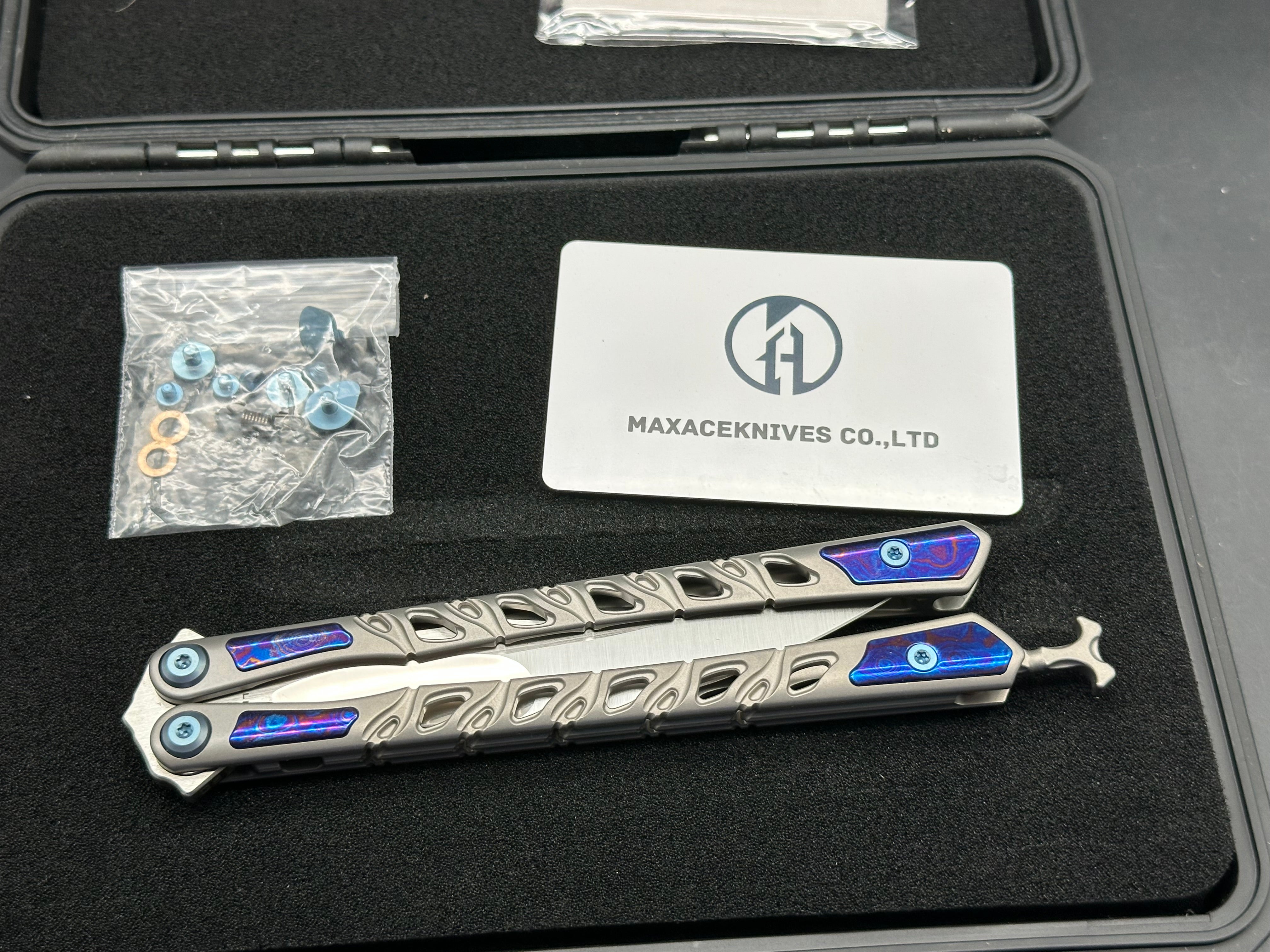 Maxace Skeleton II Balisong M390 Steel Blade Titanium Handles