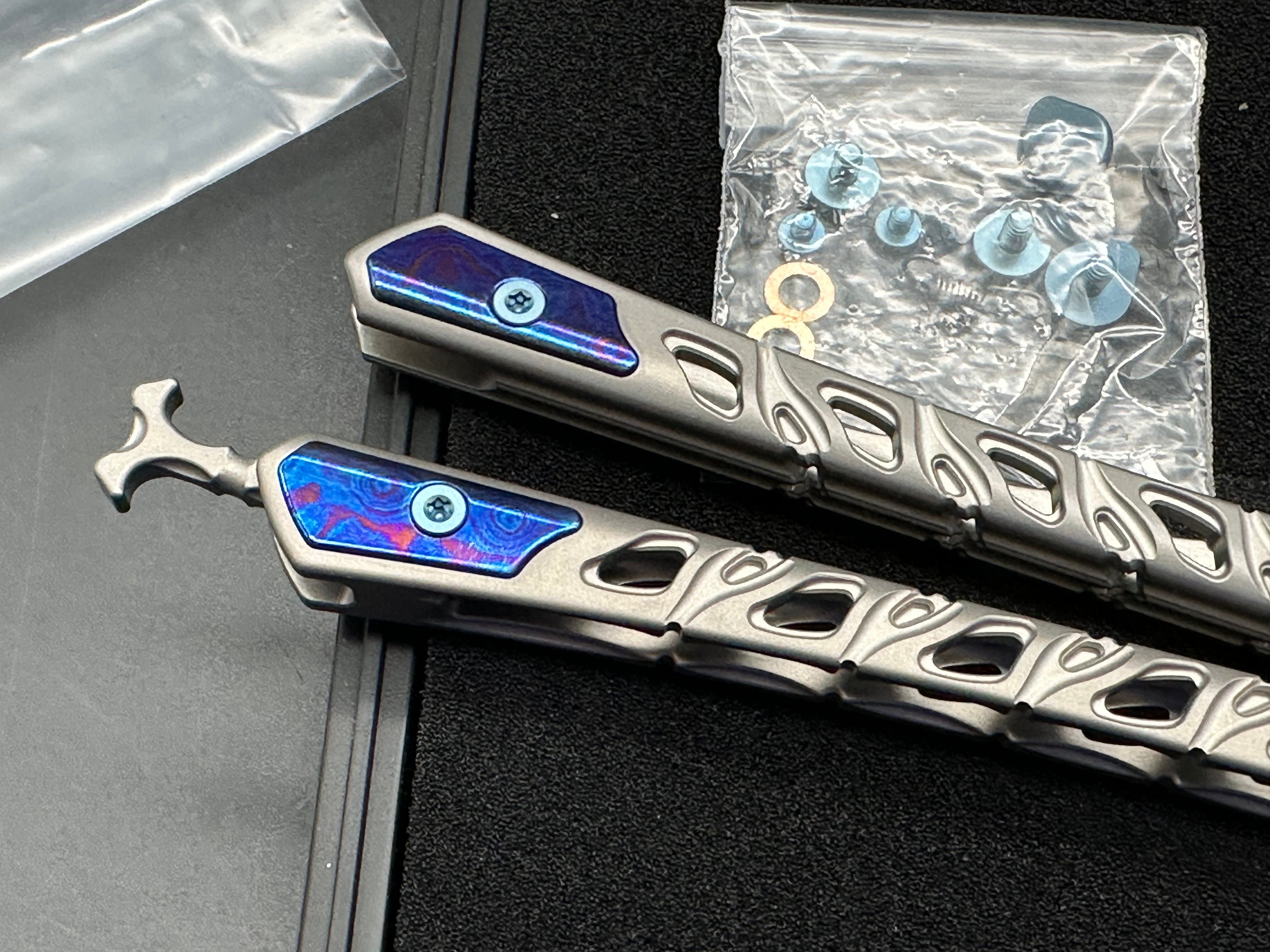 Maxace Skeleton II Balisong M390 Steel Blade Titanium Handles