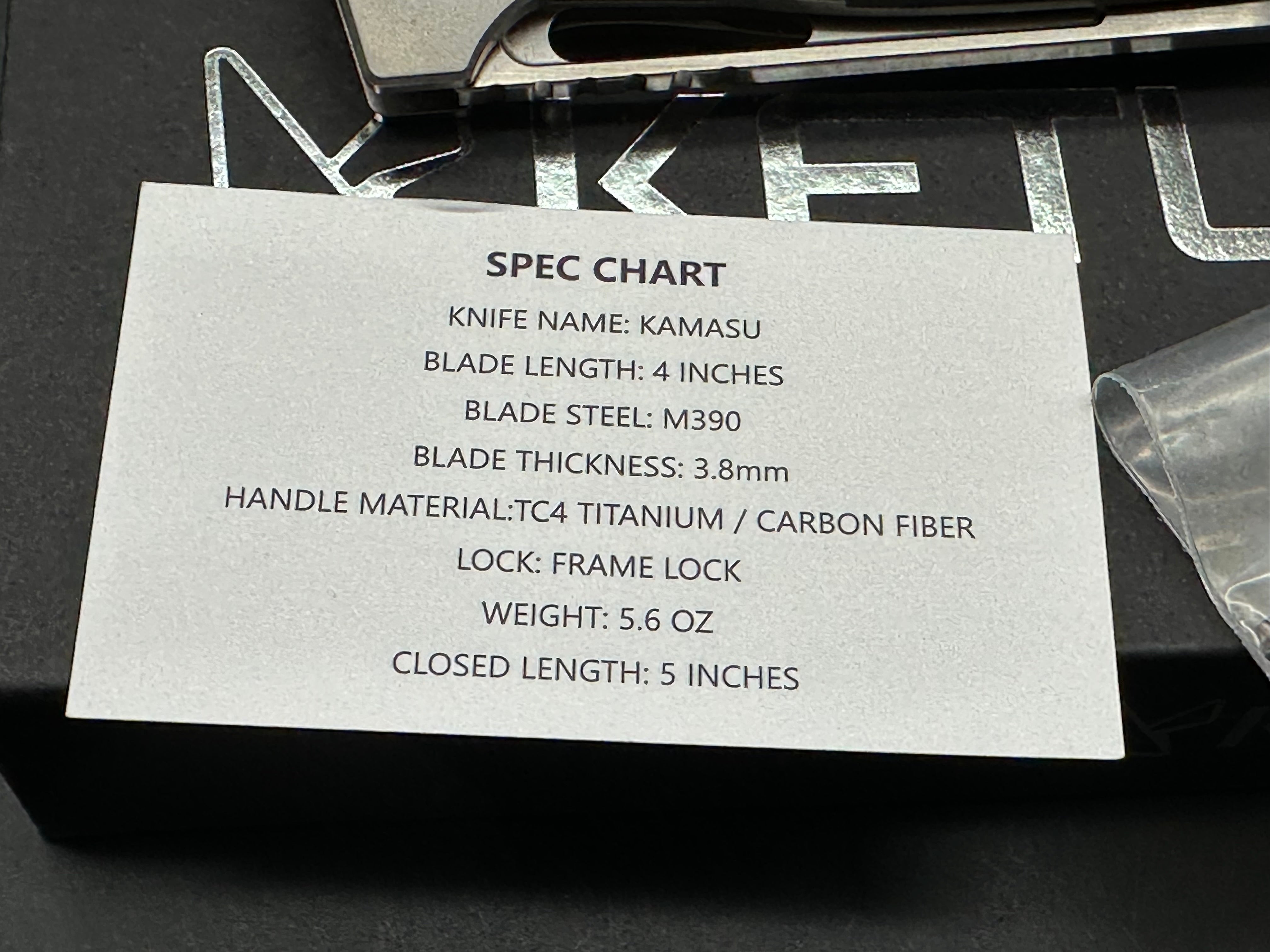 Ketuo Knife - Kamasu/Ti Liners Ti Bolster w/ Marble Carbon Inlays/Wharncliffe/Satin M390